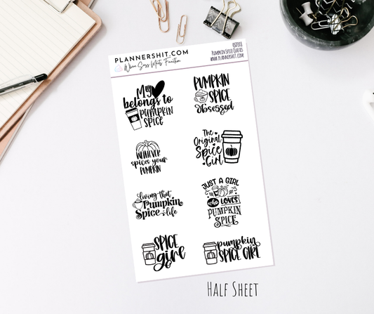 Half Sheet Planner Stickers - Pumpkin Spice Quotes