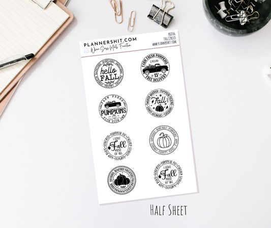 Half Sheet Planner Stickers - Fall Circles