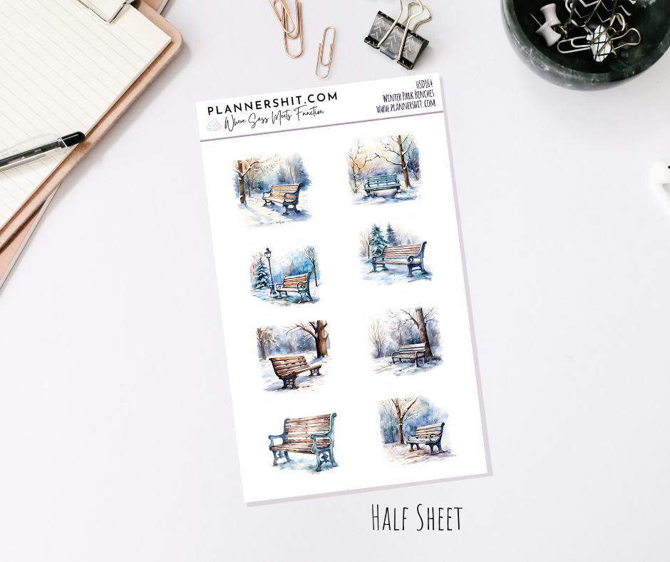 Half Sheet Planner Stickers - Winter Park Benches