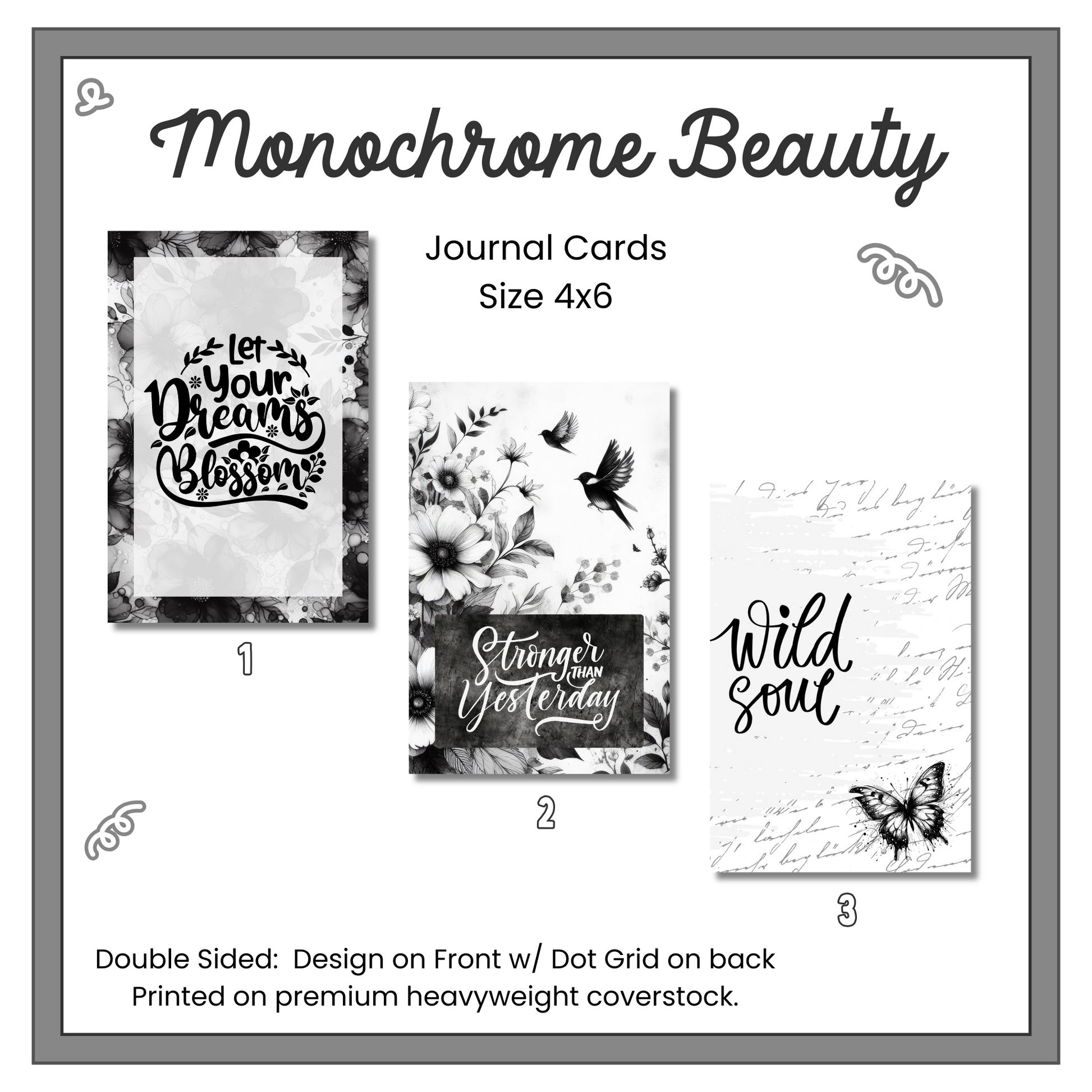 Journal Cards - Monochrome Beauty Collection