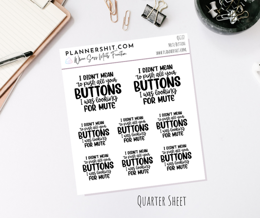 Quarter Sheet Planner Stickers - Mute
