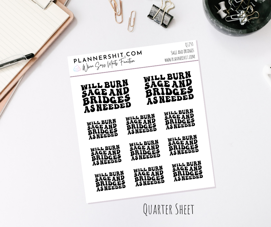 Quarter Sheet Planner Stickers - Sage and Bridges