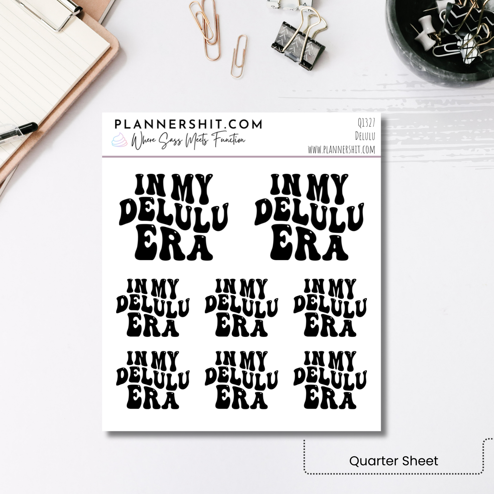 Quarter Sheet Planner Stickers - Delulu