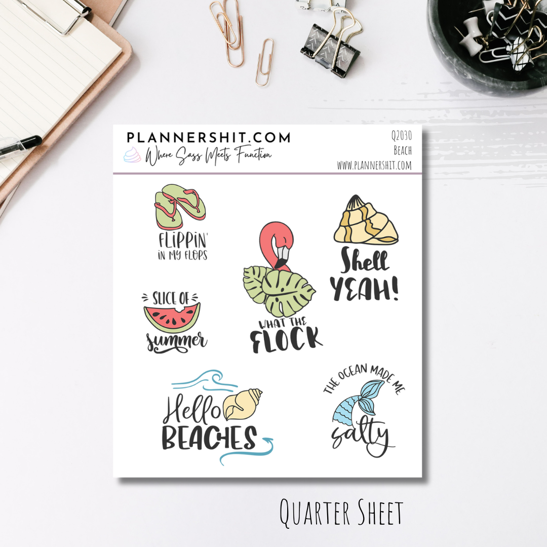 Quarter Sheet Planner Stickers - Beach