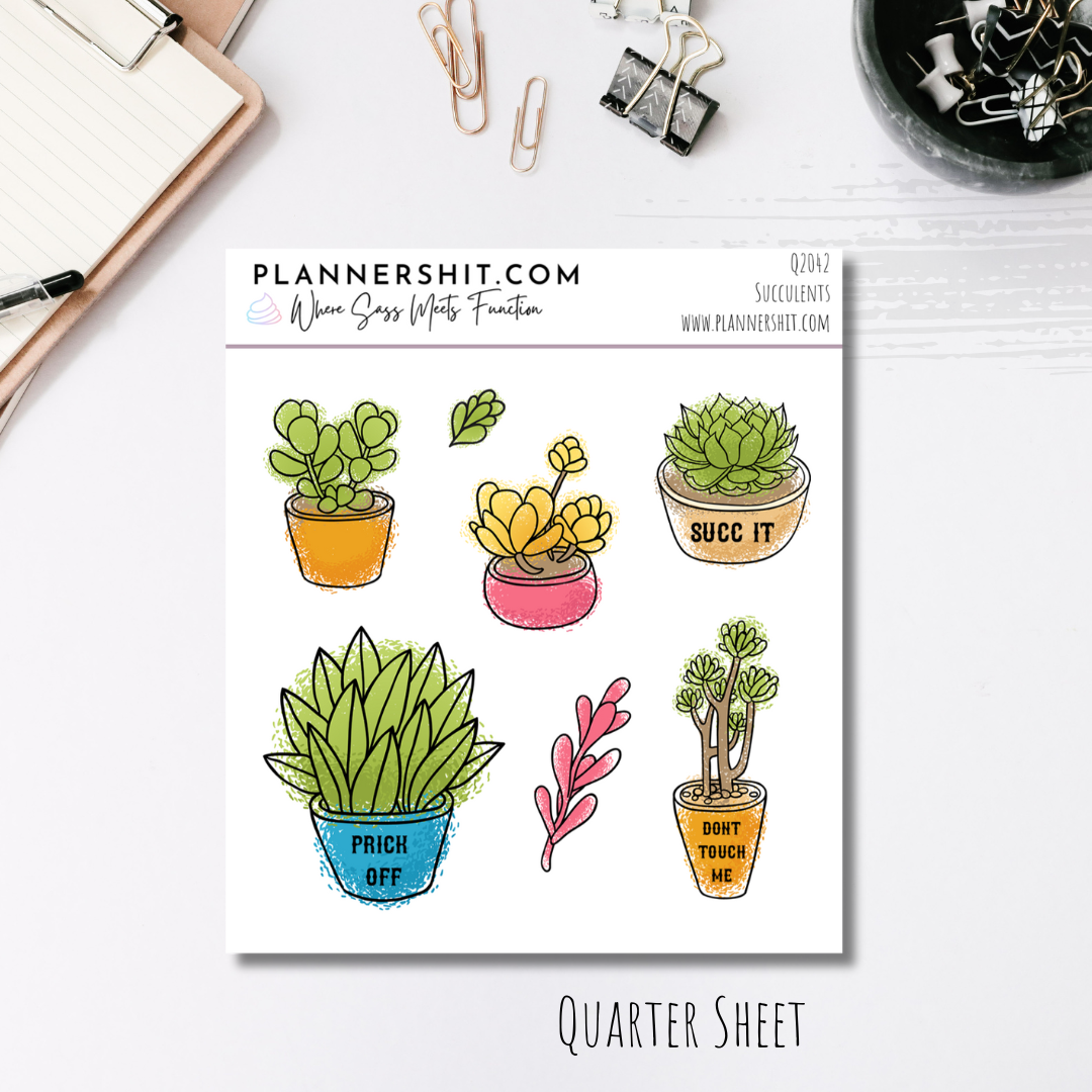 Quarter Sheet Planner Stickers - Succulents