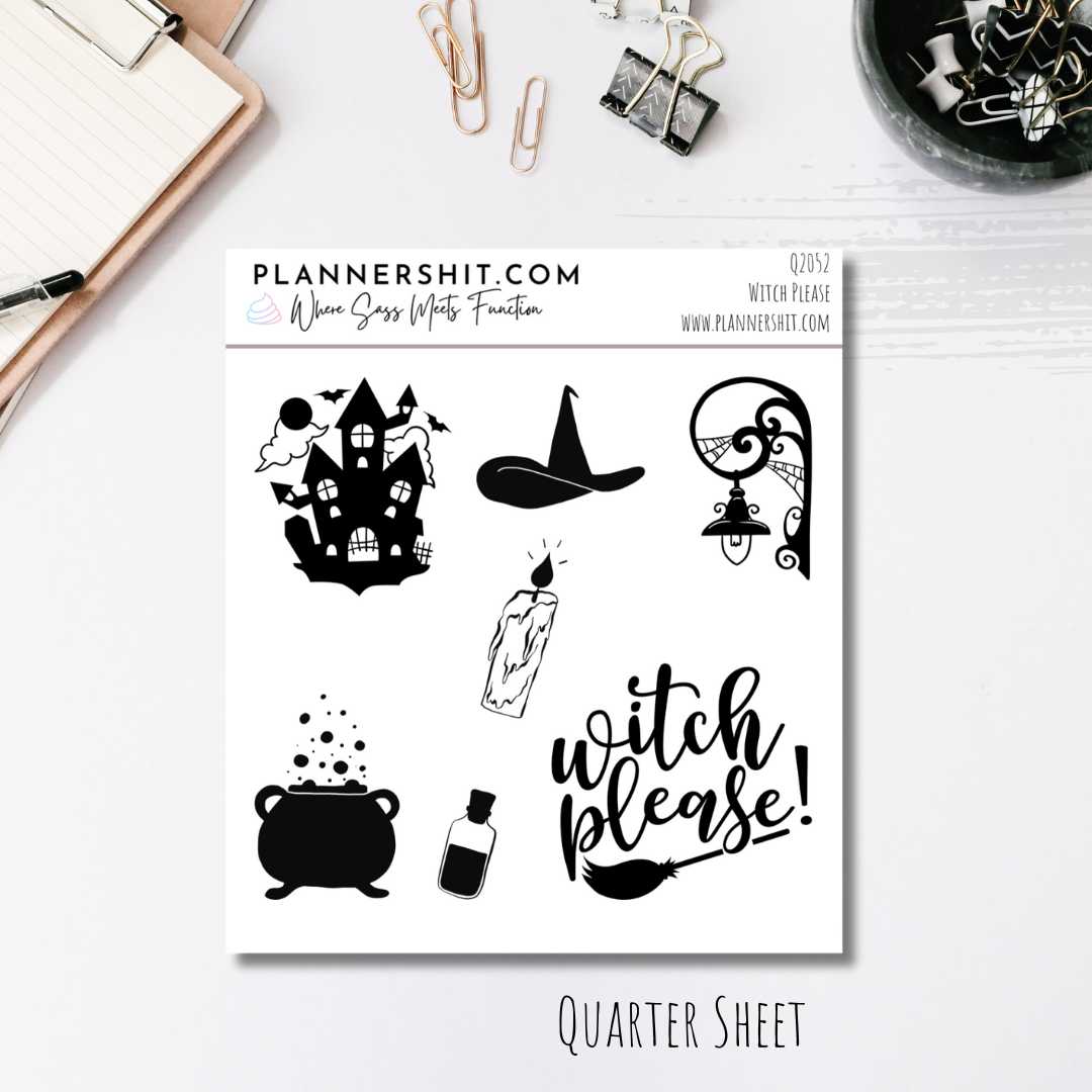 Quarter Sheet Planner Stickers - Witch Please