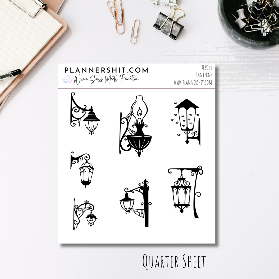 Quarter Sheet Planner Stickers - Lanterns
