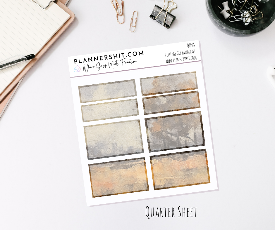 Functional Quarter Sheet - Boxes - Vintage Oil Landscape