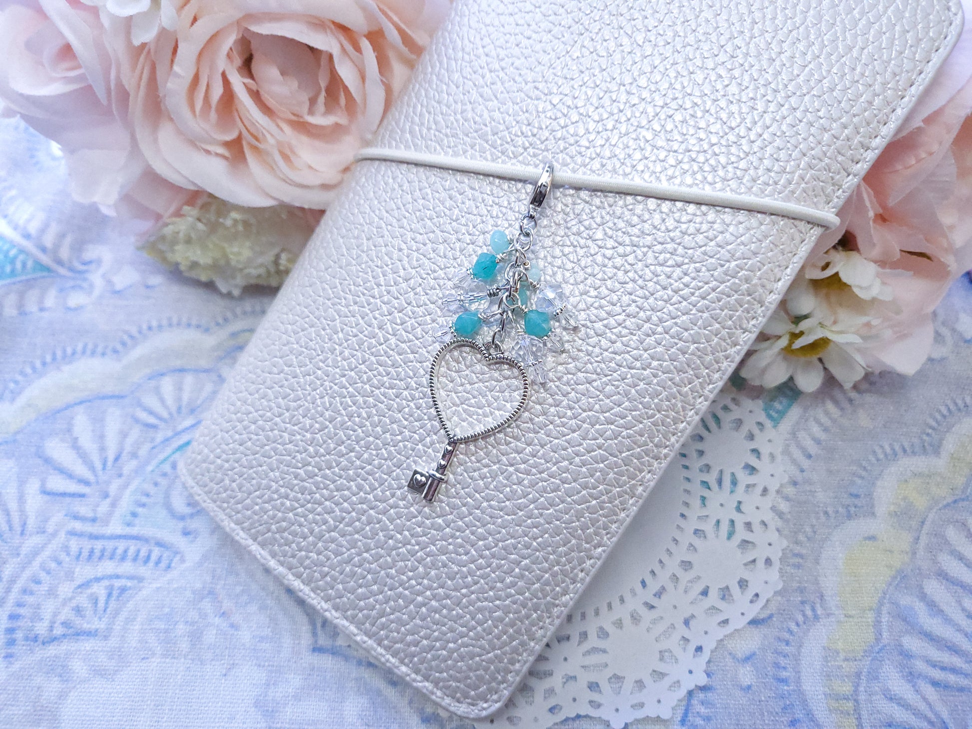 Statement Dangle - Mint Heart Key