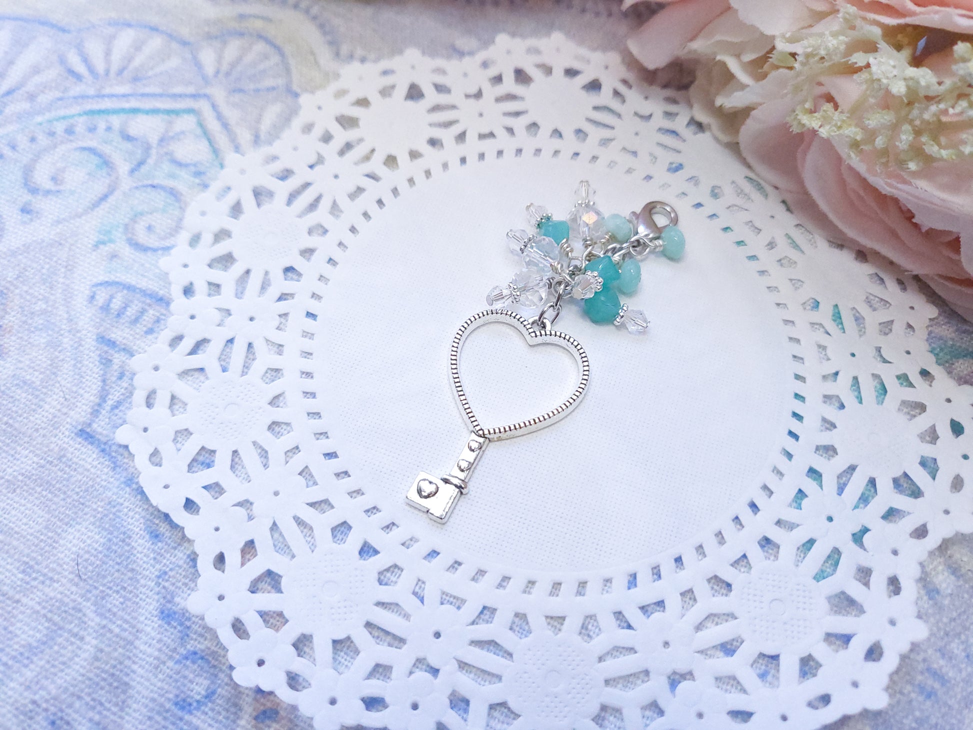 Statement Dangle - Mint Heart Key