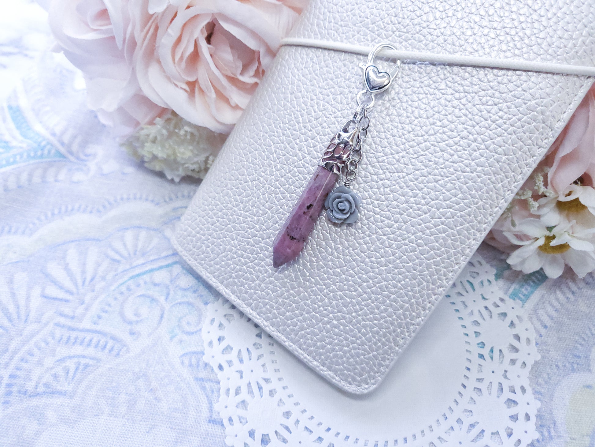 Statement Dangle - Gemstone Pendant (Matrix Rhondonite)