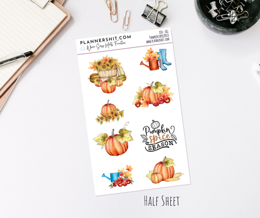 Half Sheet Planner Stickers - Pumpkin Spice Deco