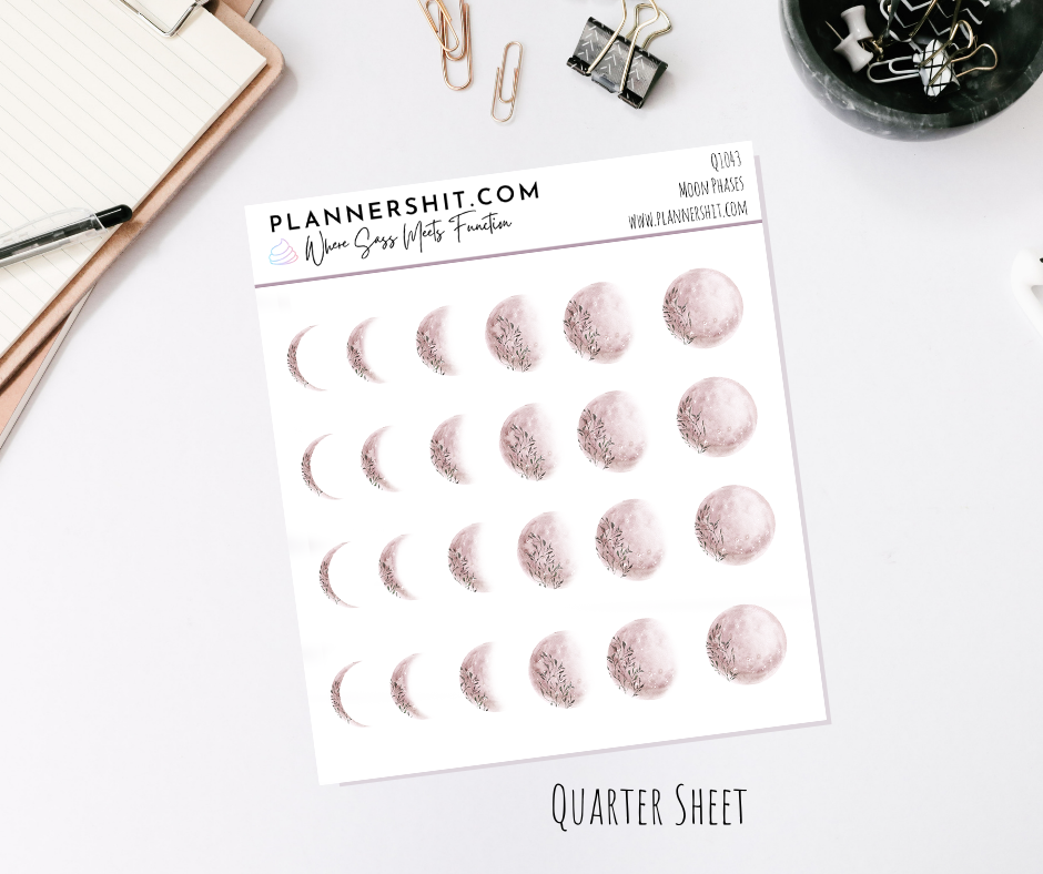 Quarter Sheet Planner Stickers - Moon Phases
