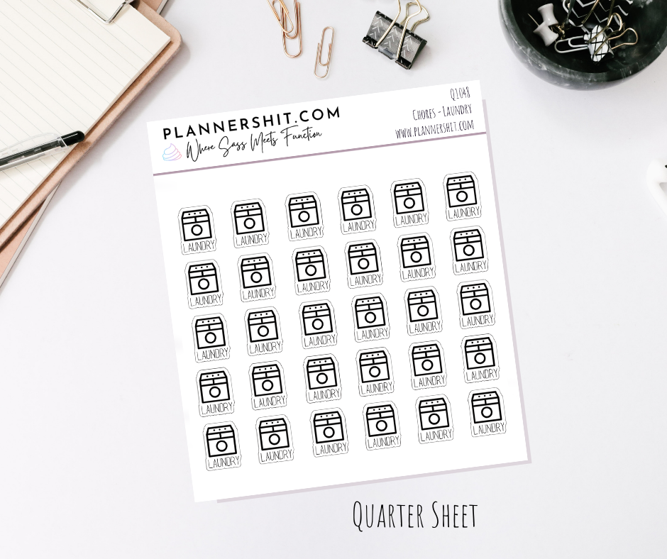 Quarter Sheet Planner Stickers - Chores - Laundry