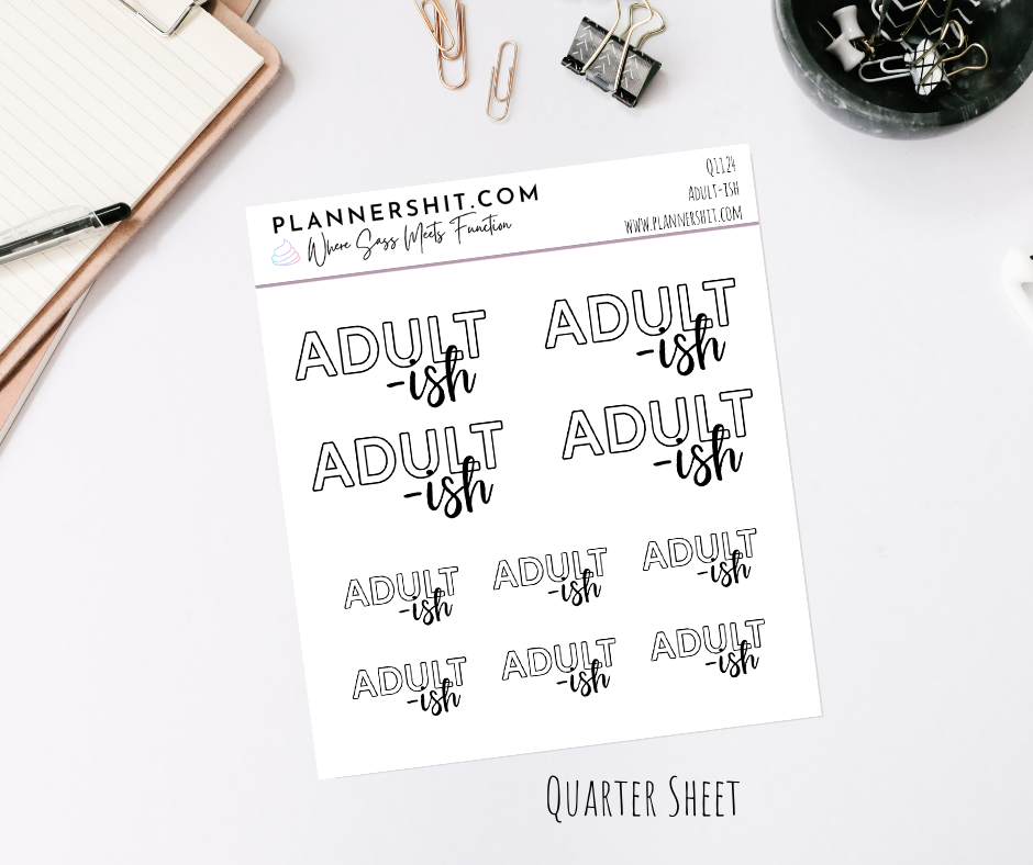 Quarter Sheet Planner Stickers - Adult-ish –