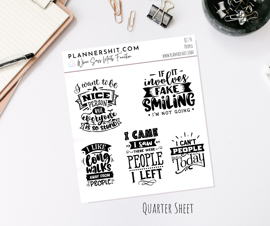 Quarter Sheet Planner Stickers - People