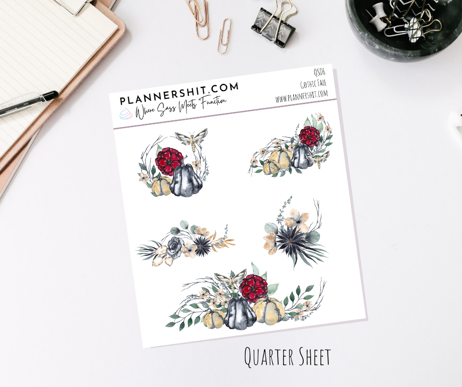 Quarter Sheet Planner Stickers - Gothic Fall