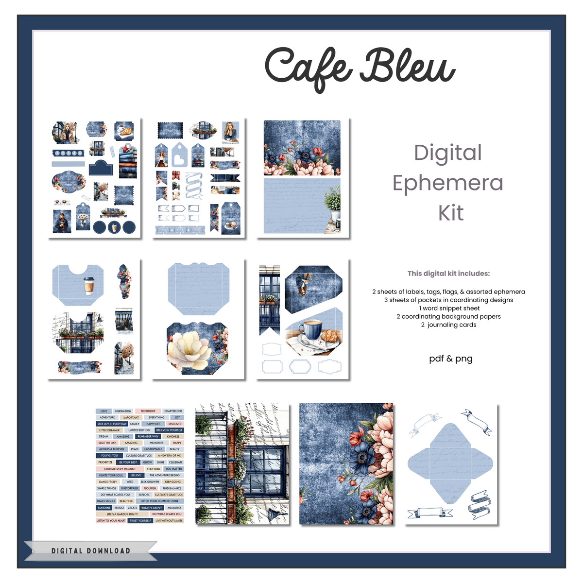 Digital Ephemera Kit - Cafe Bleu