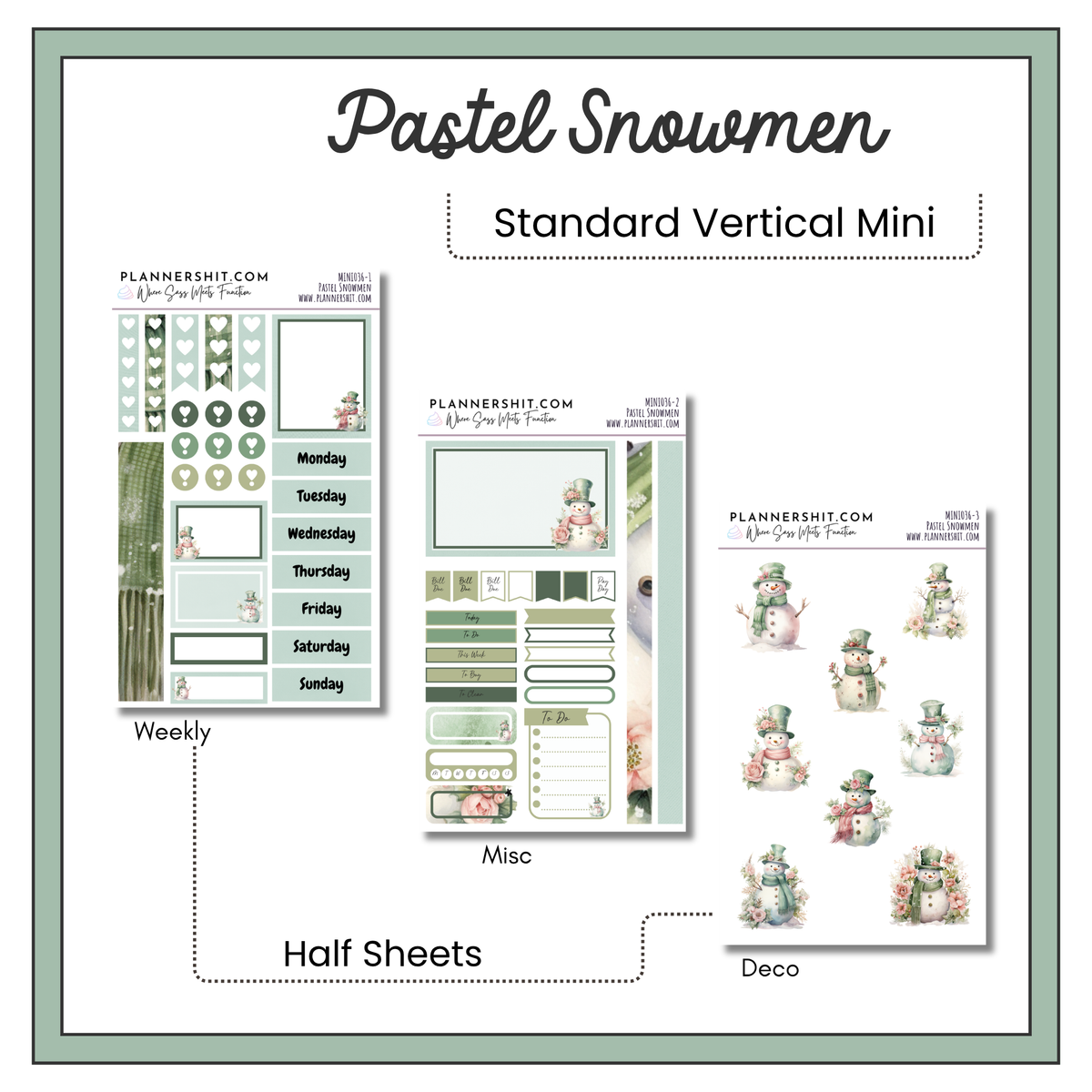 Weekly Mini Kit - Pastel Snowmen