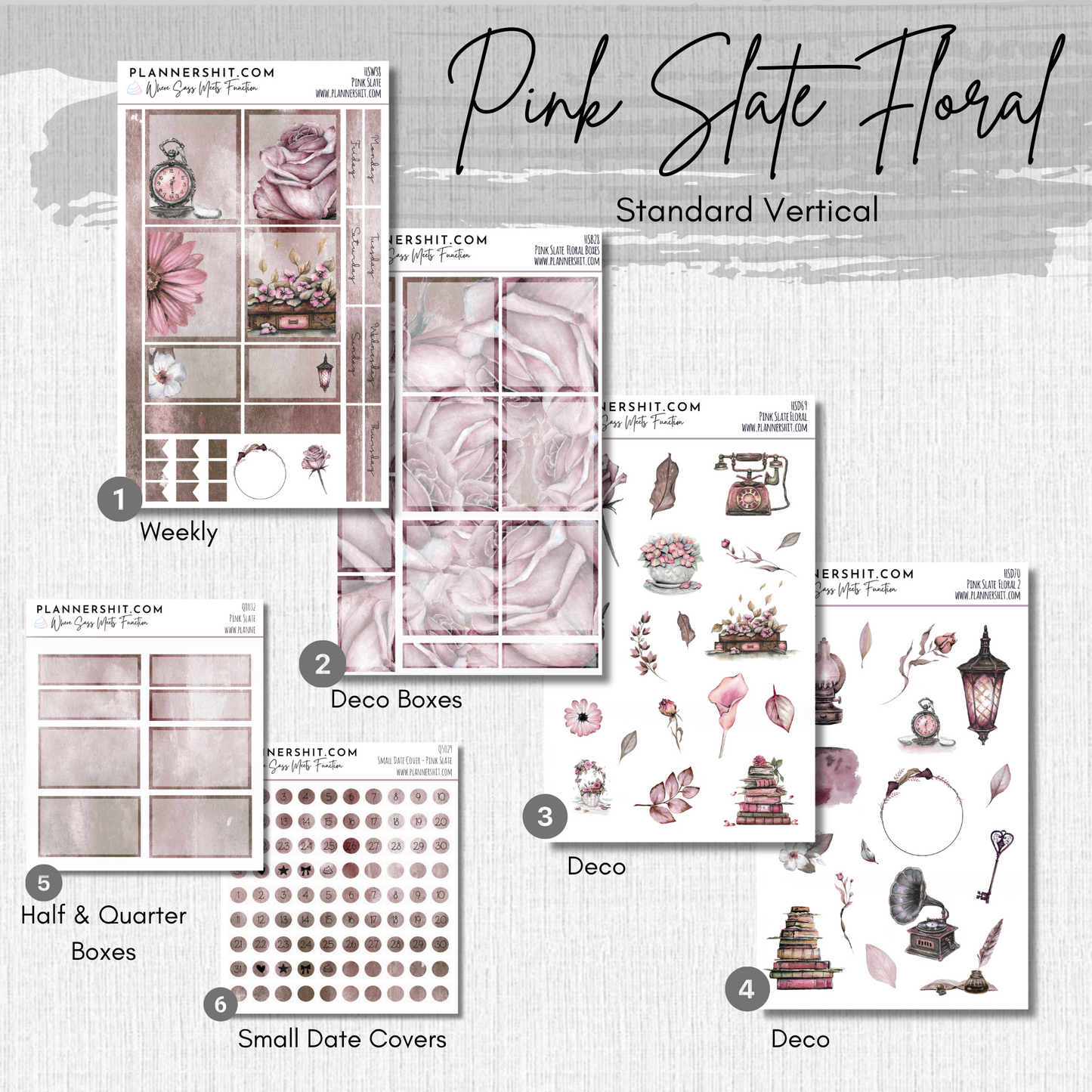 Pink Slate Floral (Standard Vertical)