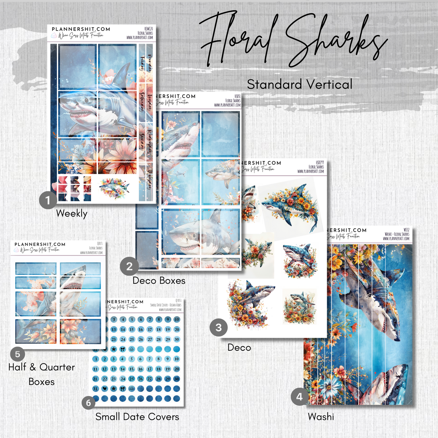 Floral Sharks (Standard Vertical)