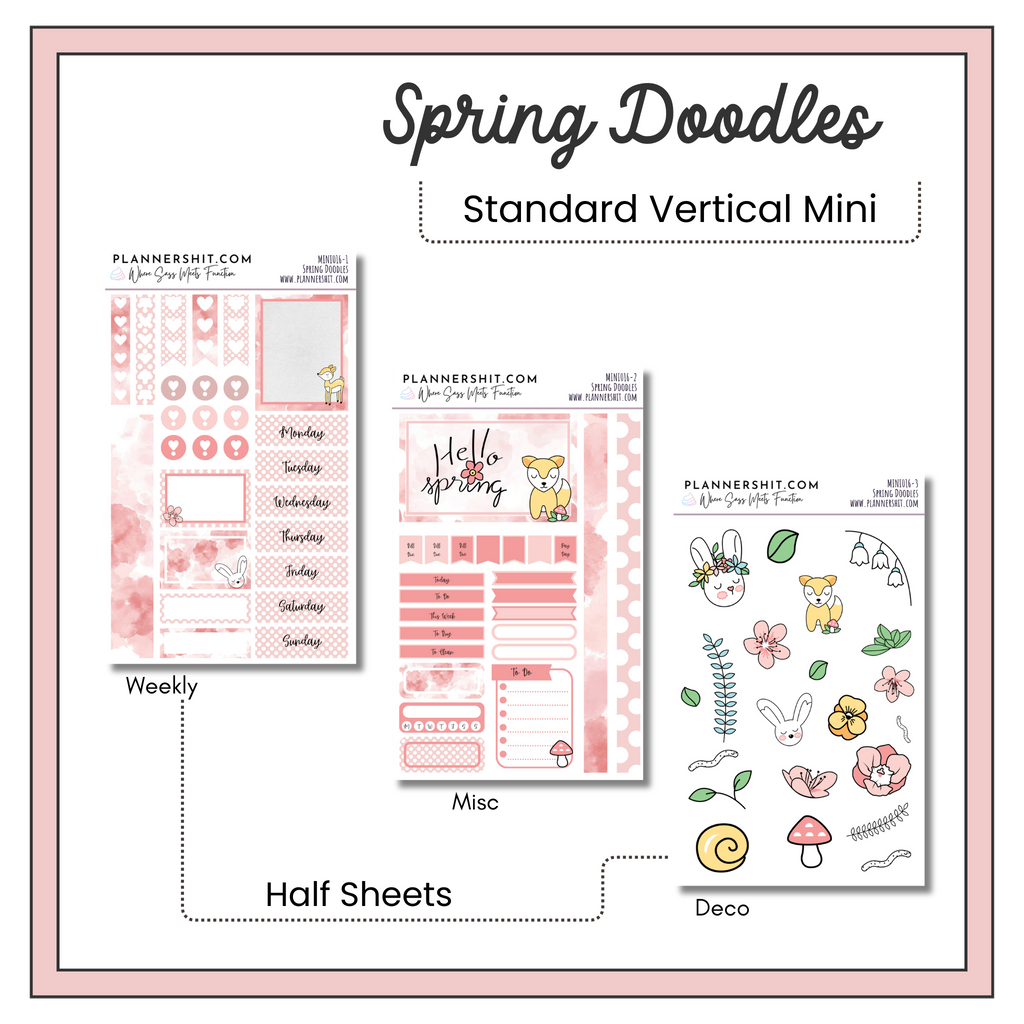 Weekly Mini Kit Planner Stickers - Spring Doodles
