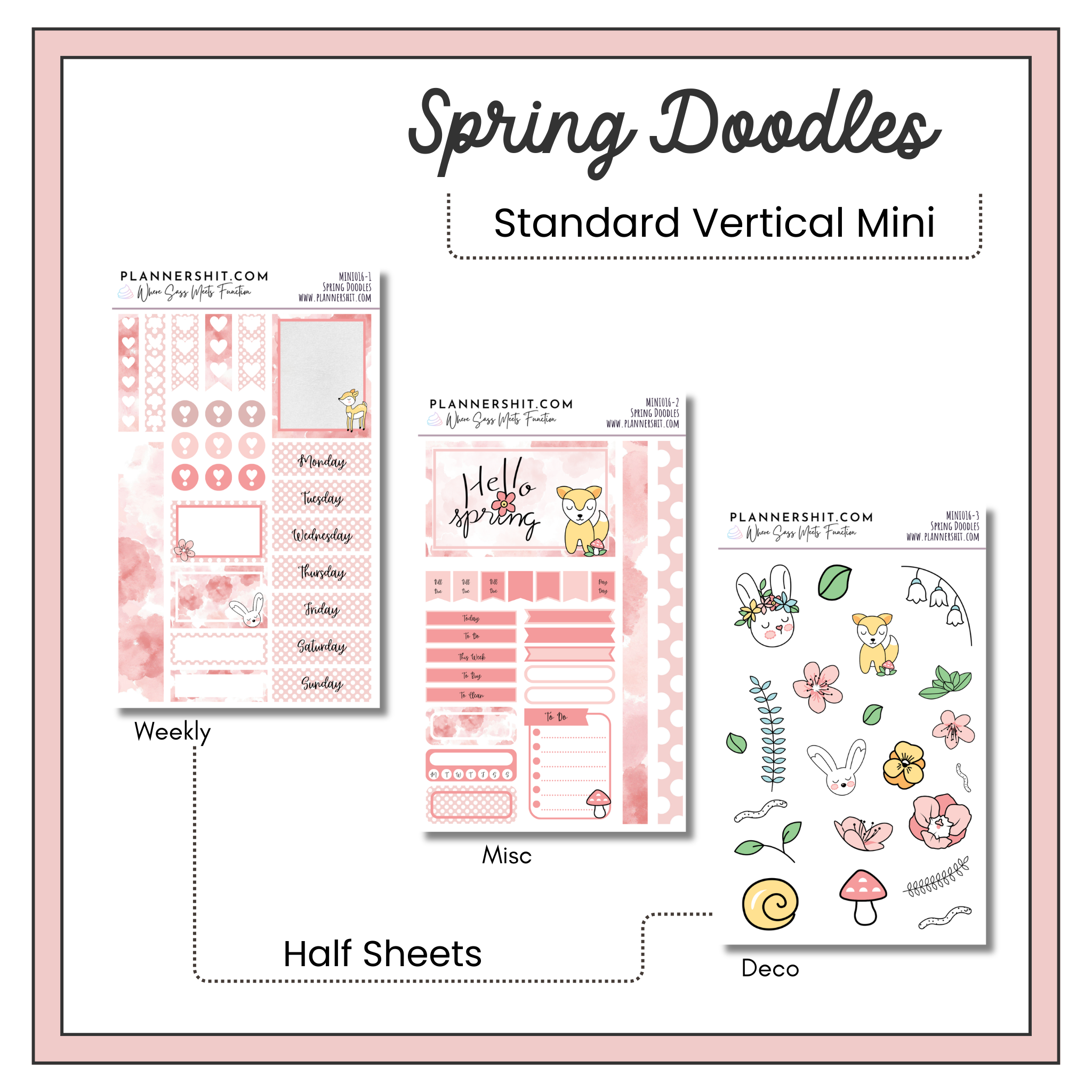 Weekly Mini Kit Planner Stickers - Spring Doodles
