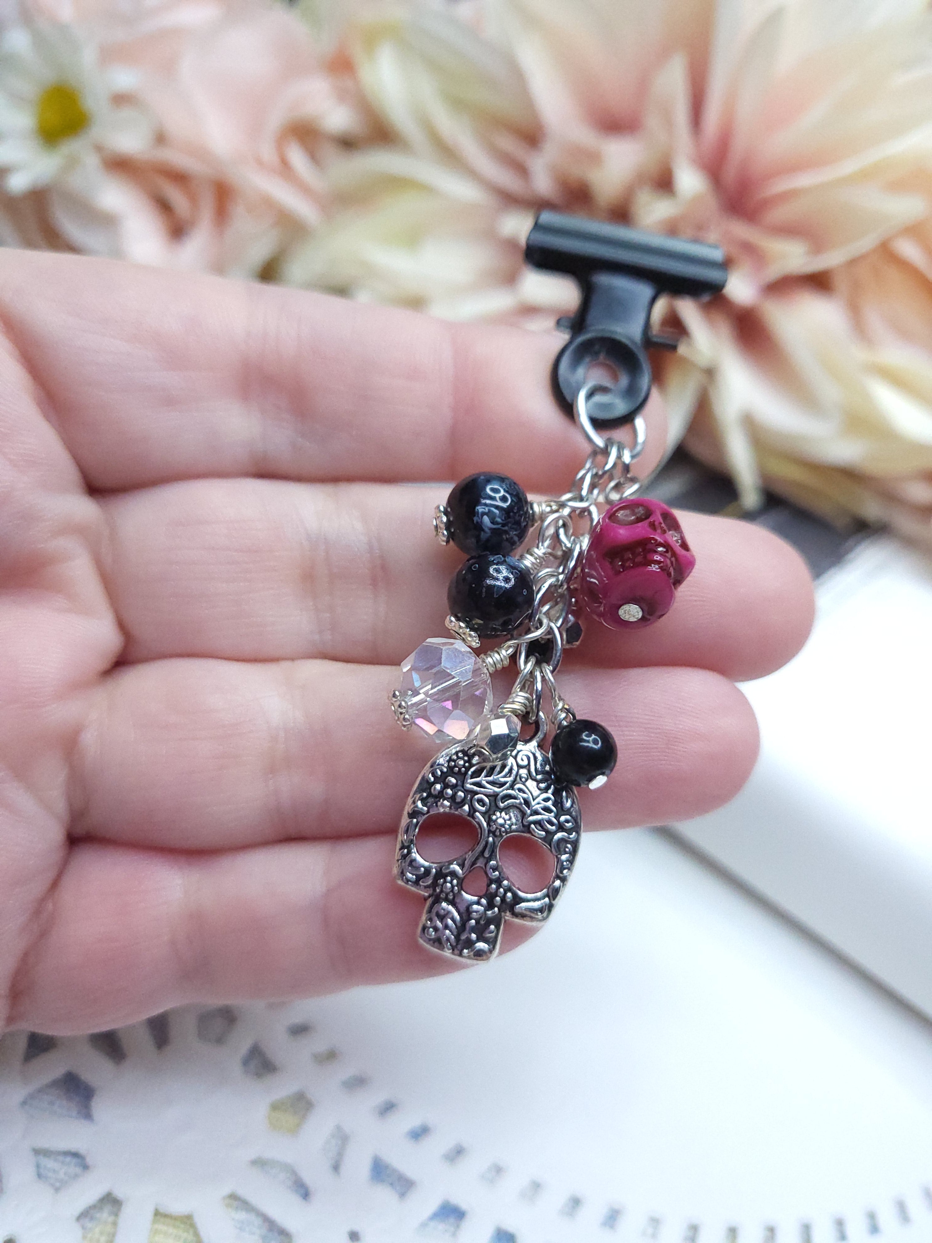 Binder Clip - Floral Skull