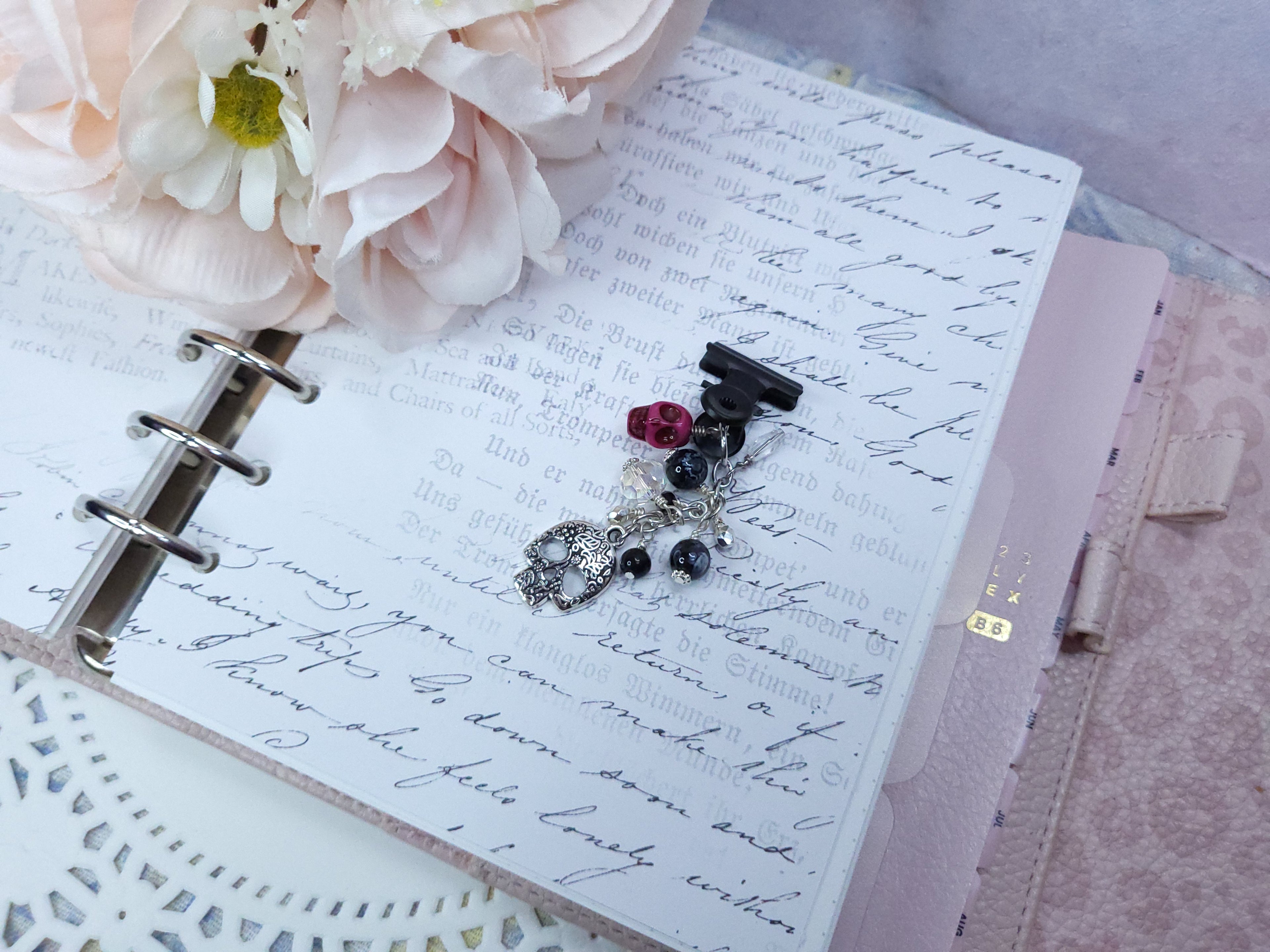 Binder Clip - Floral Skull