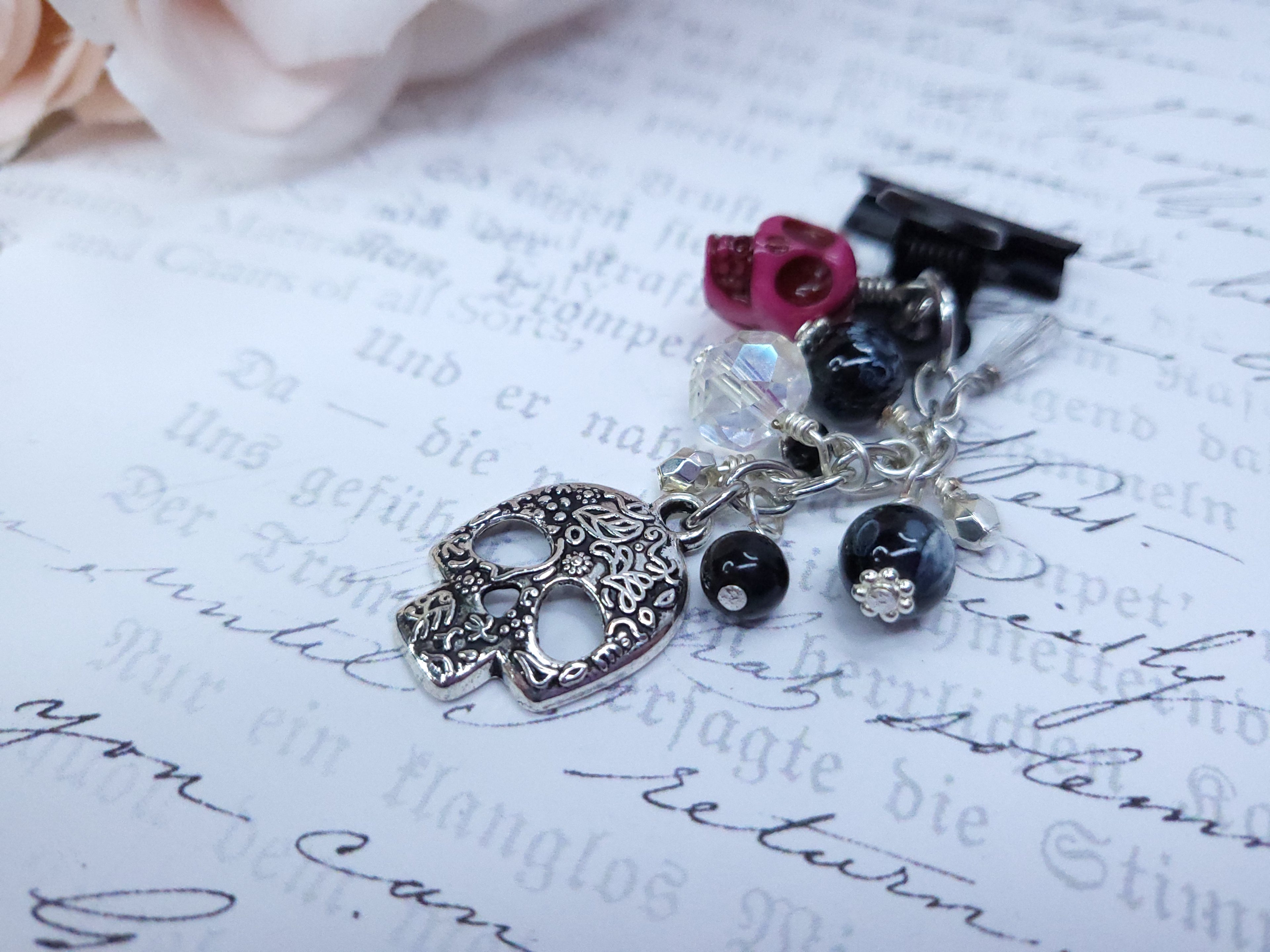 Binder Clip - Floral Skull