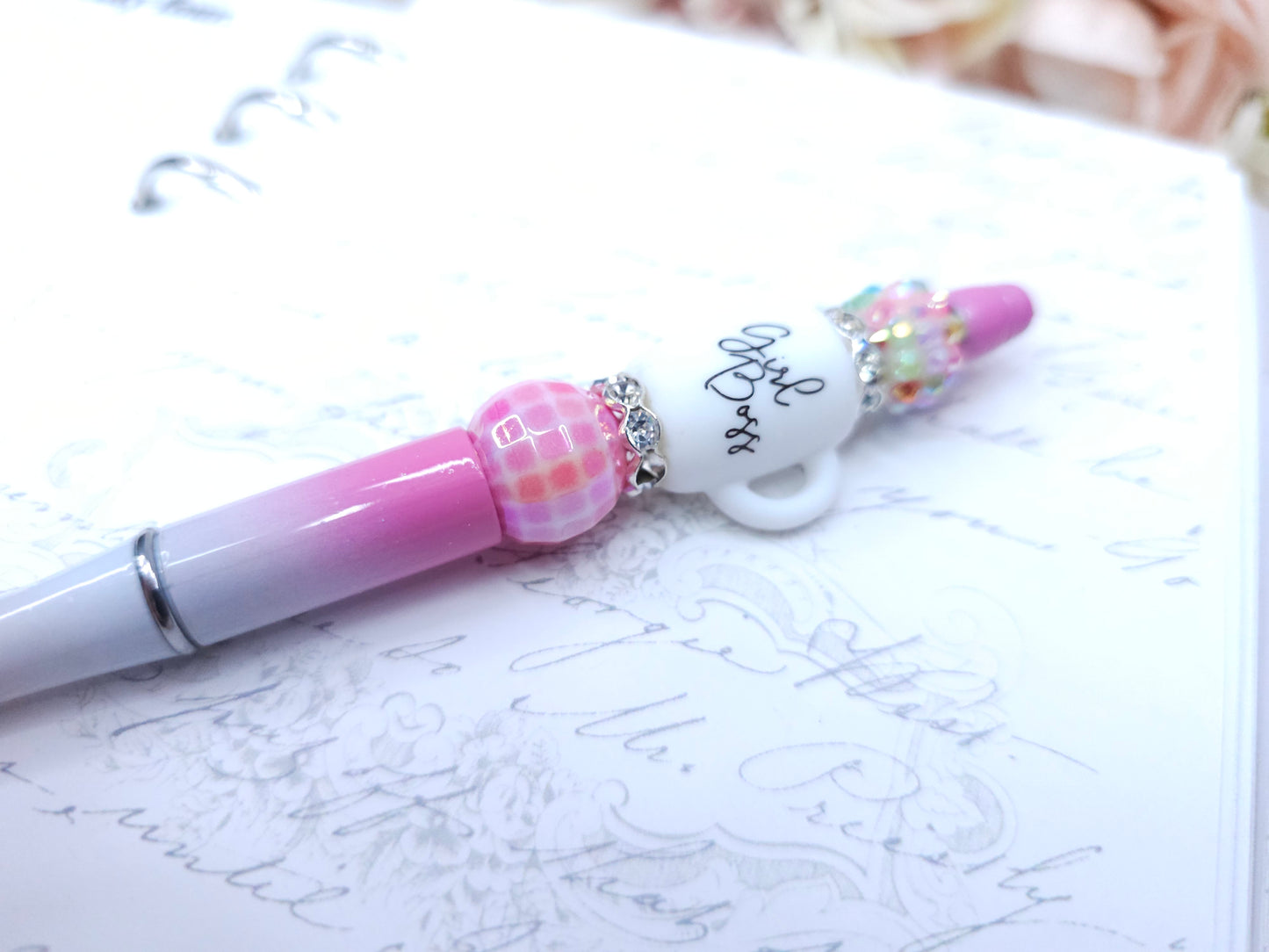 Beaded Pen - Girl Boss Pink Sparkle