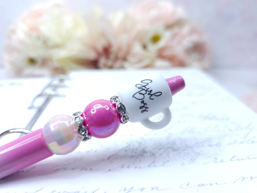 Beaded Pen - Girl Boss Pink