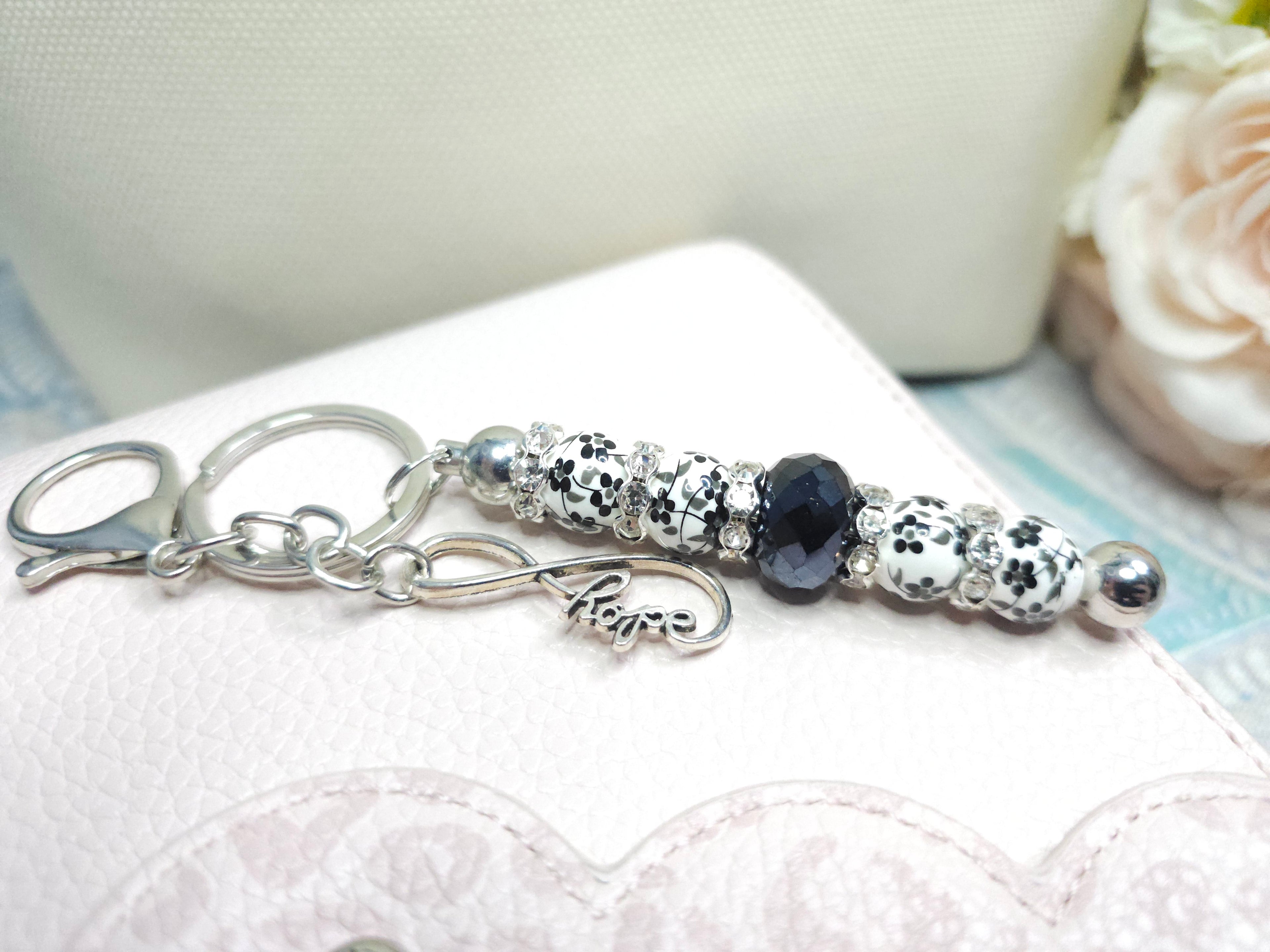 Beaded Keychain - Black Hope