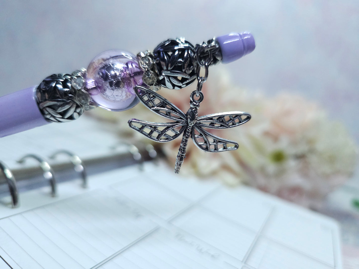 Beaded Pen -  Lavender Dragonfly