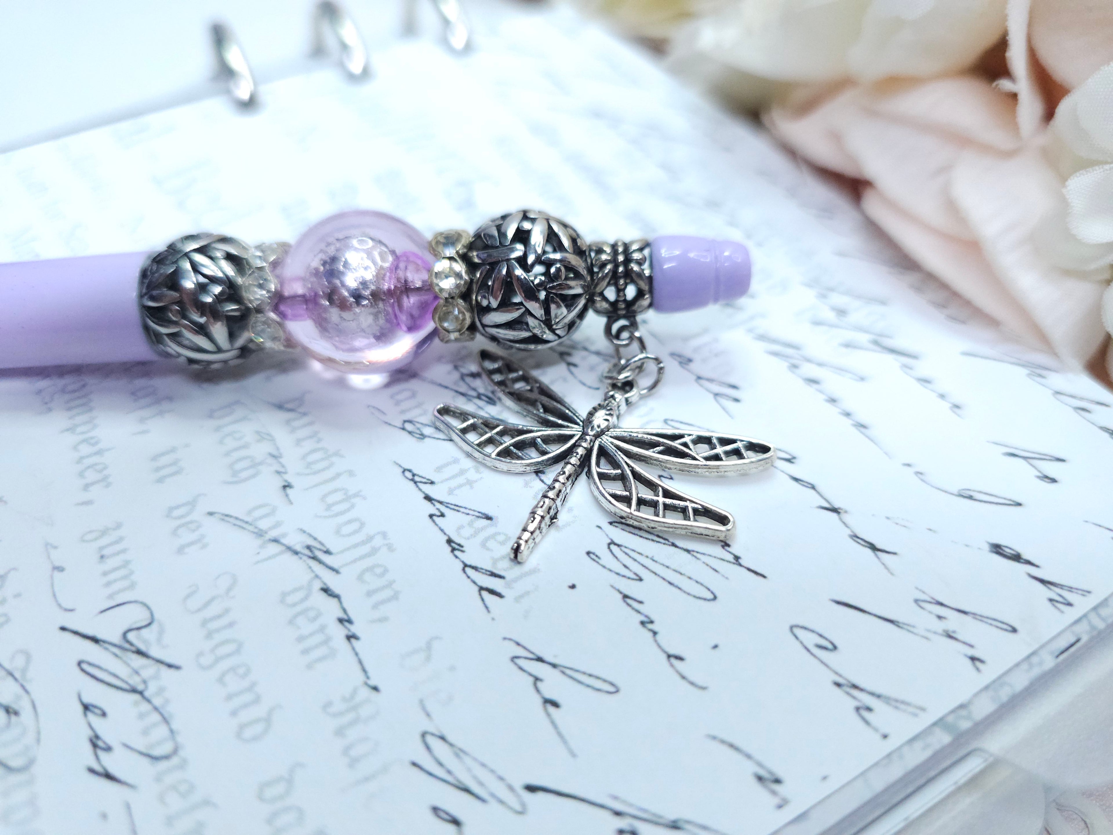 Beaded Pen -  Lavender Dragonfly