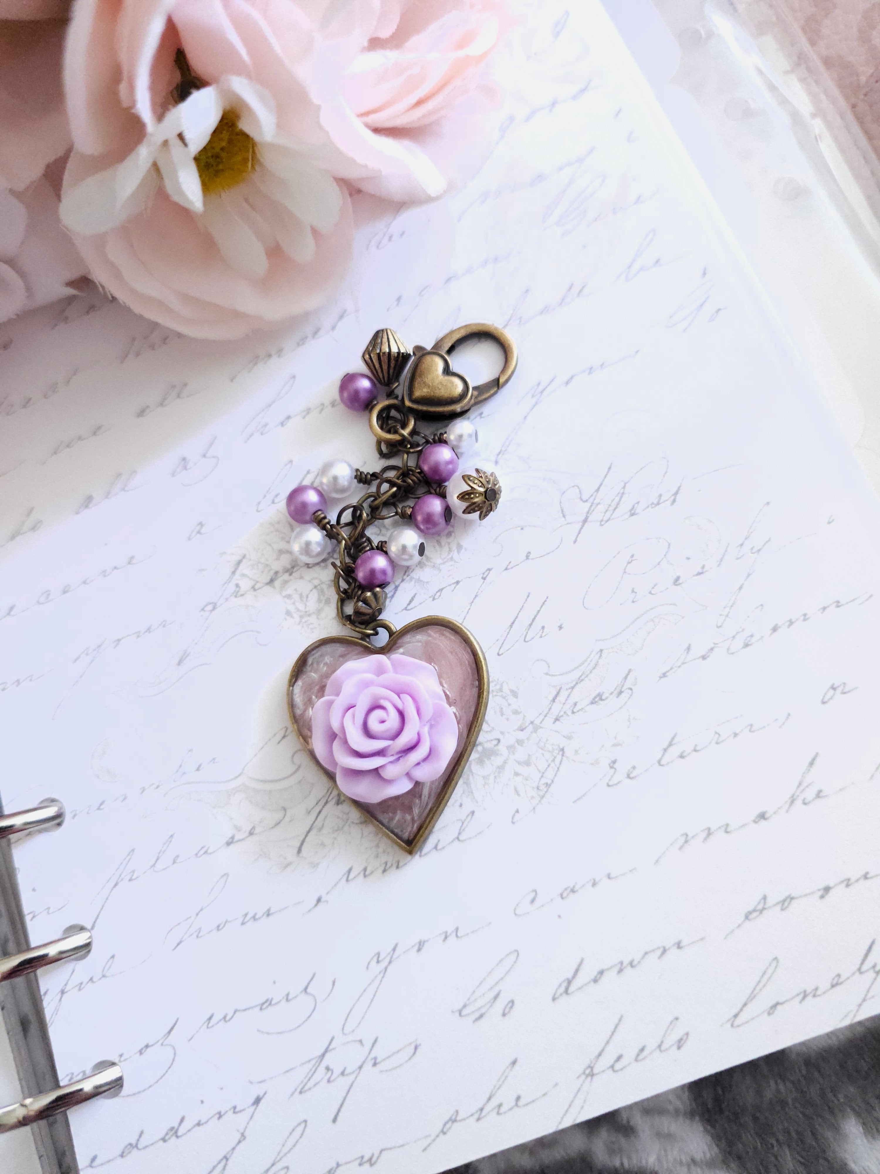 Statement Dangle - Heart Rose