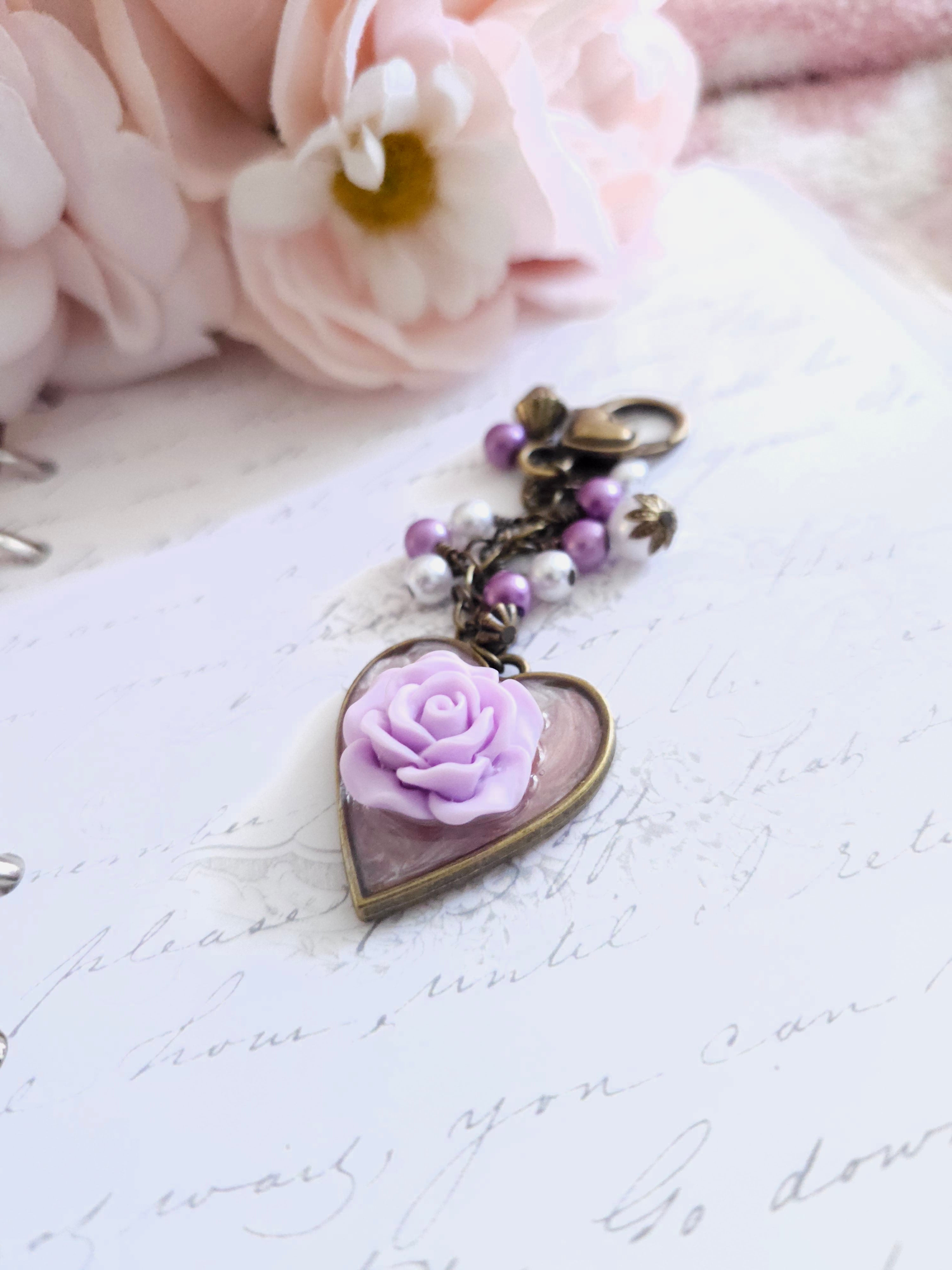 Statement Dangle - Heart Rose