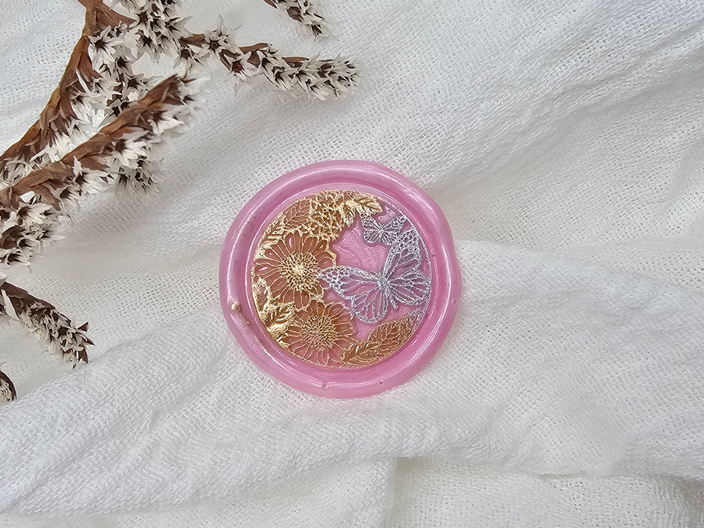 Wax Seal Stickers - Floral Butterfly
