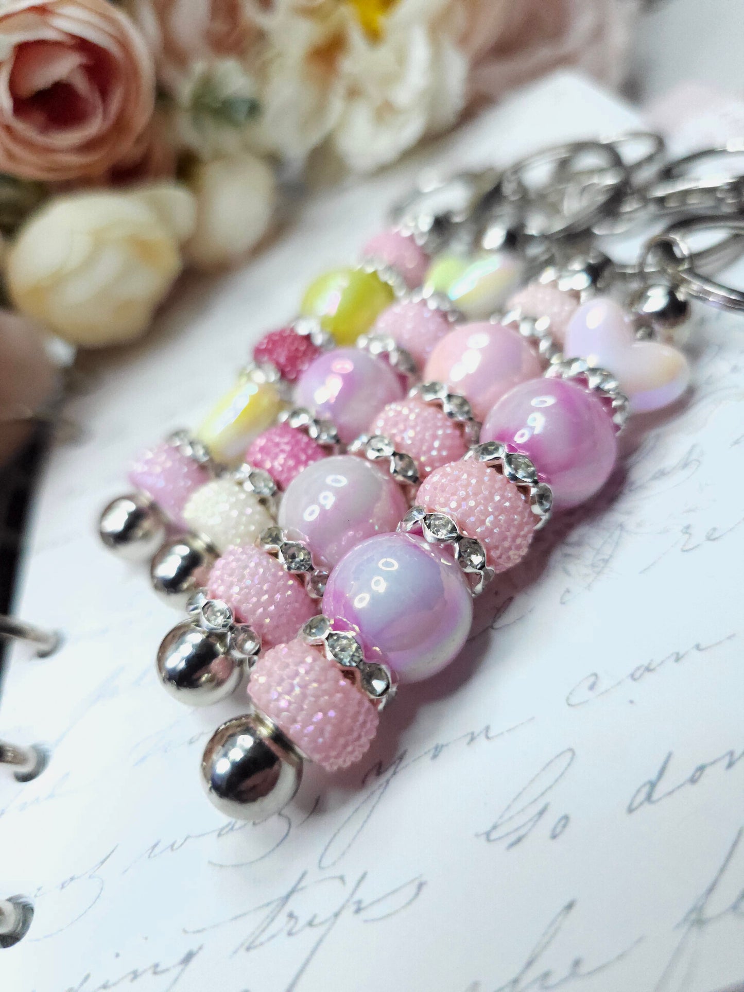 Beaded Keychain - Pink Lemonade