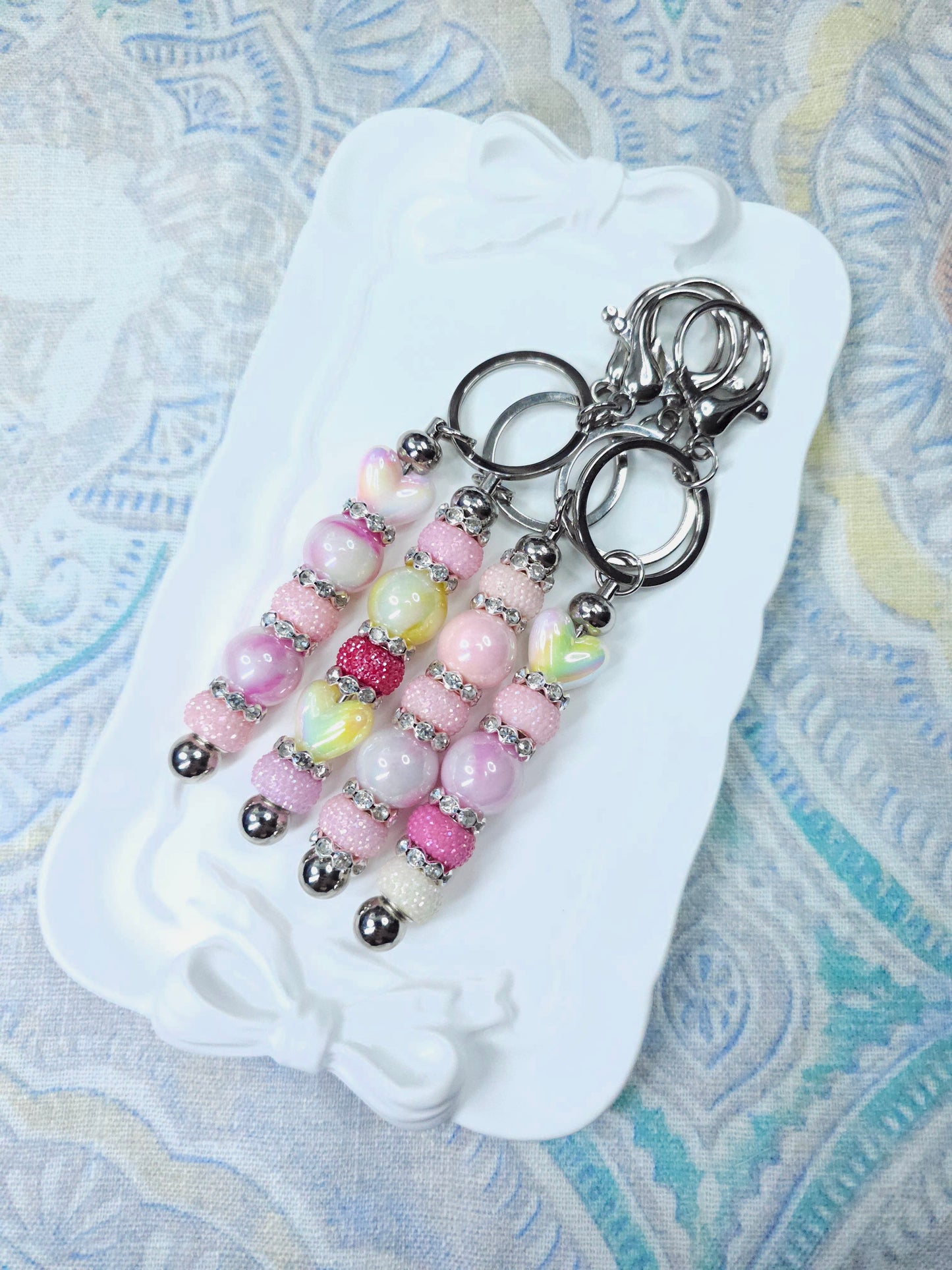 Beaded Keychain - Pink Lemonade