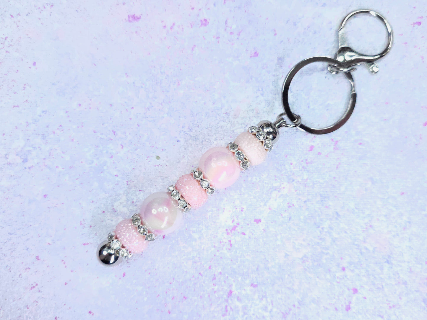 Beaded Keychain - Pink Lemonade