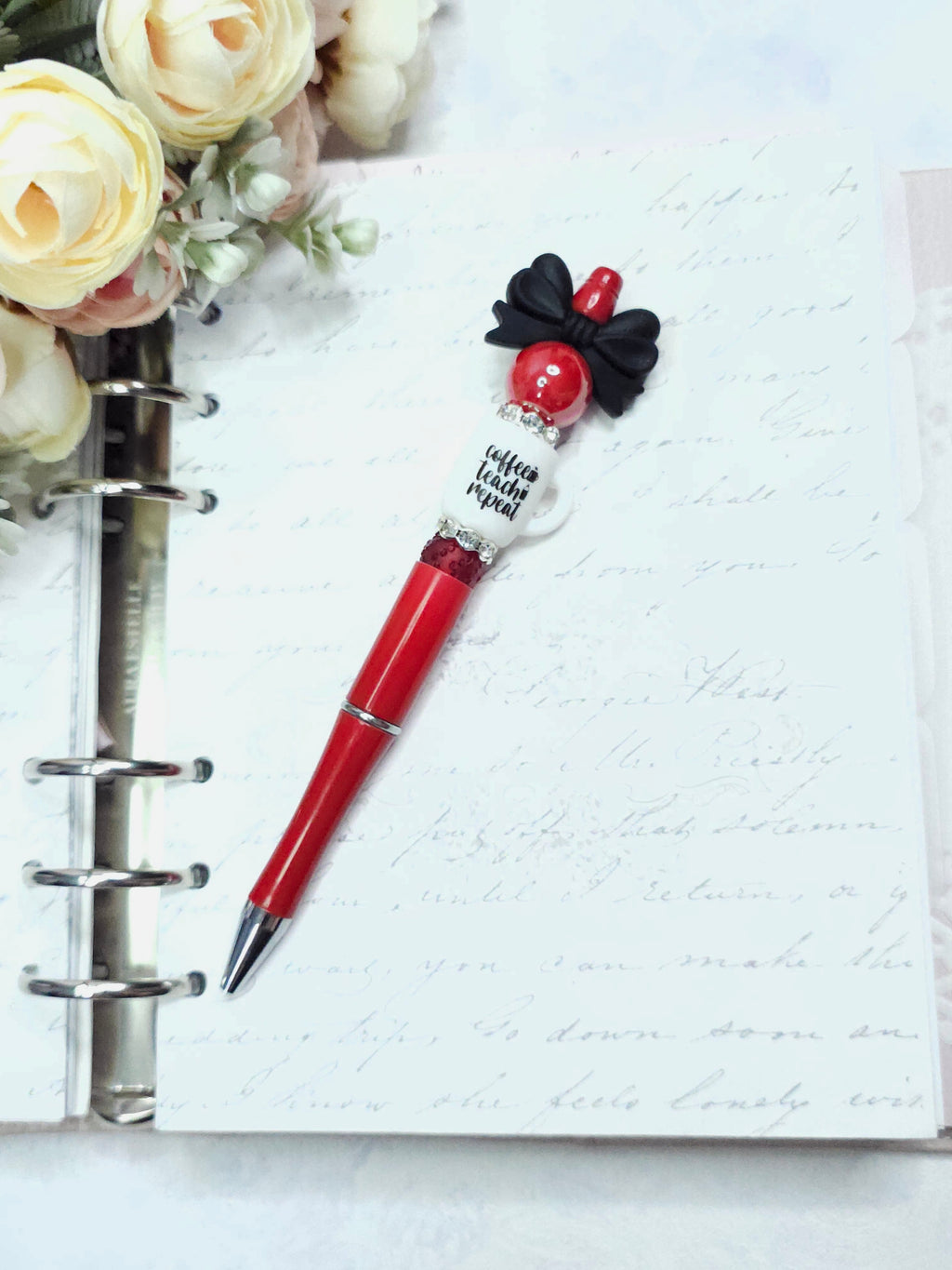 Beaded Pen - Coffee, Teach, Repeat