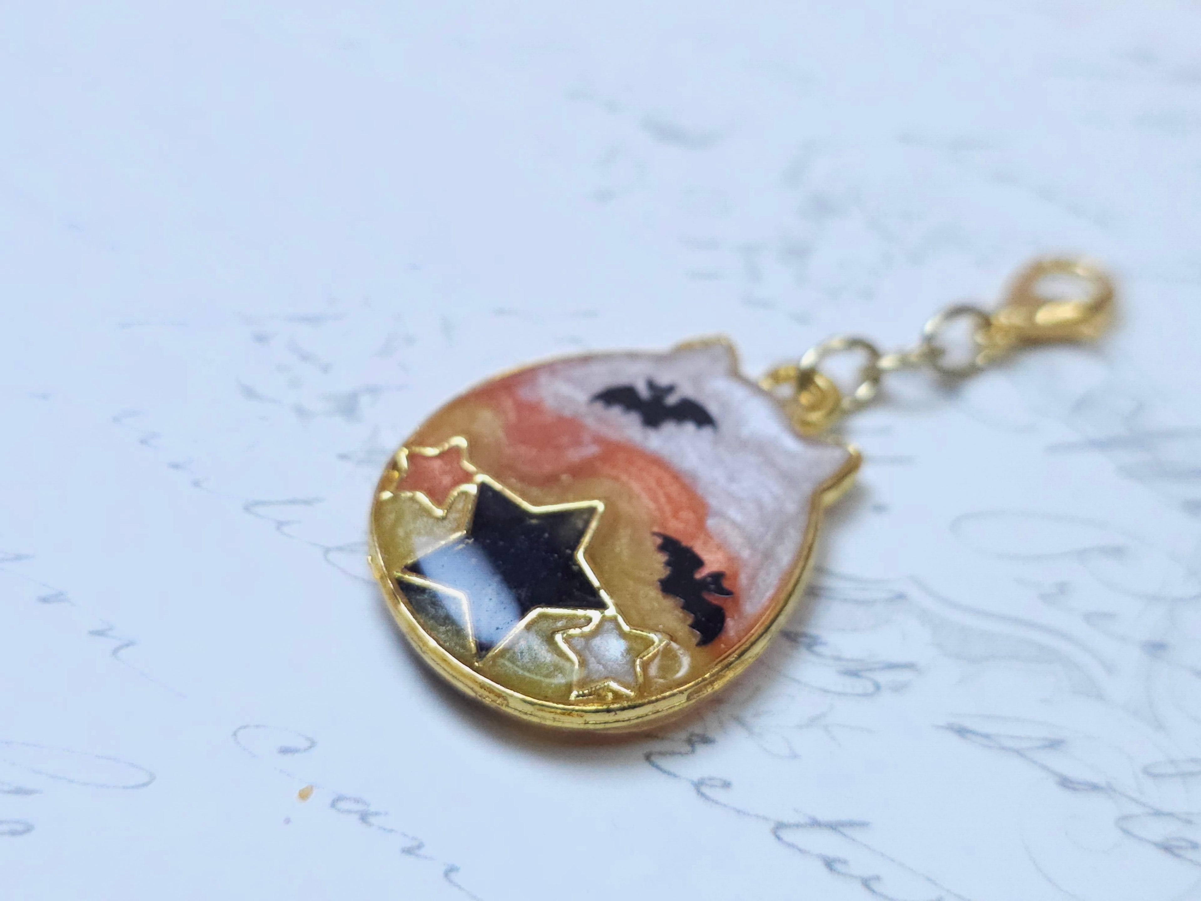 Seasonal Classic Charm - Bat Cat (Candy Corn)