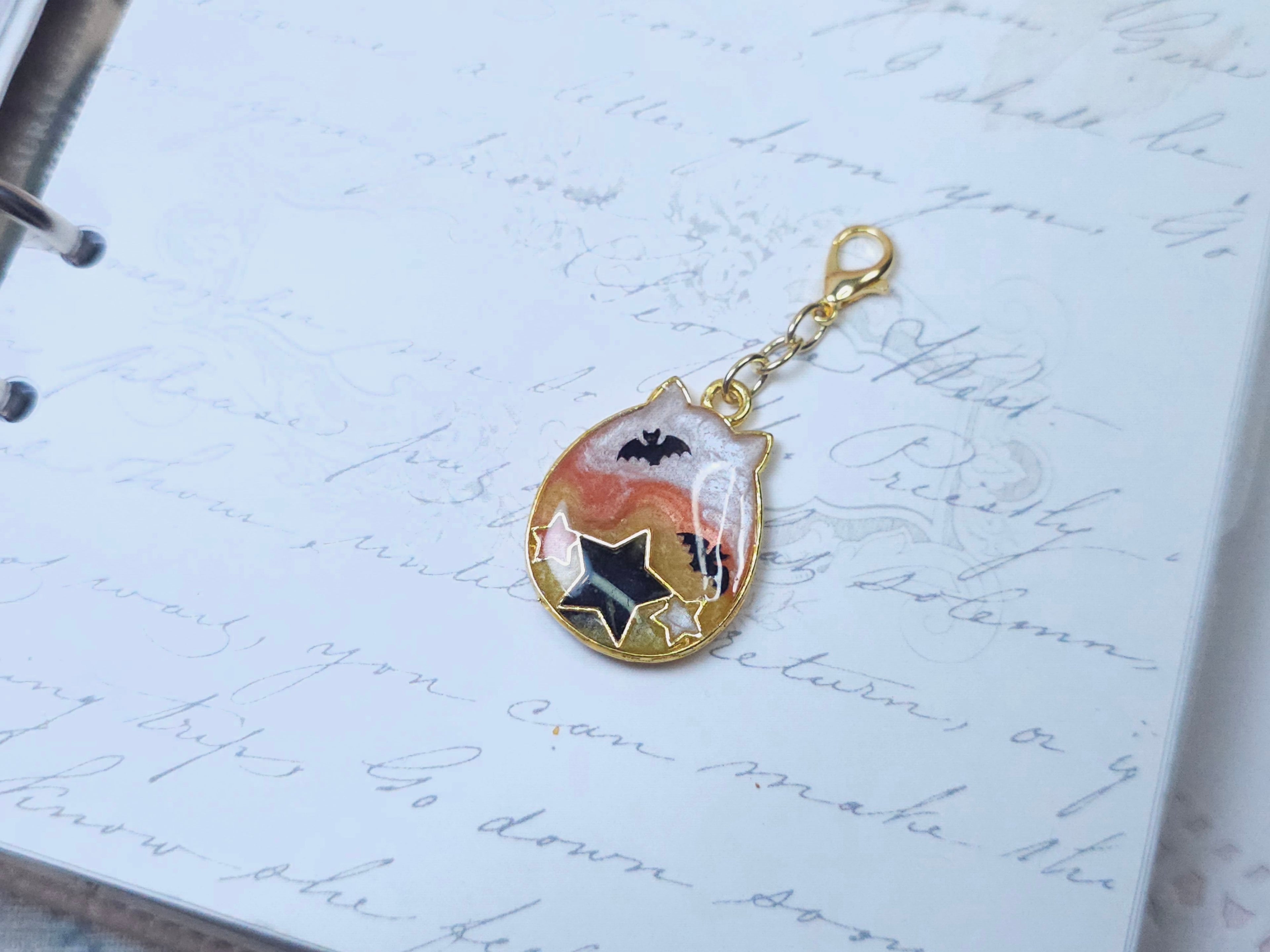 Seasonal Classic Charm - Bat Cat (Candy Corn)