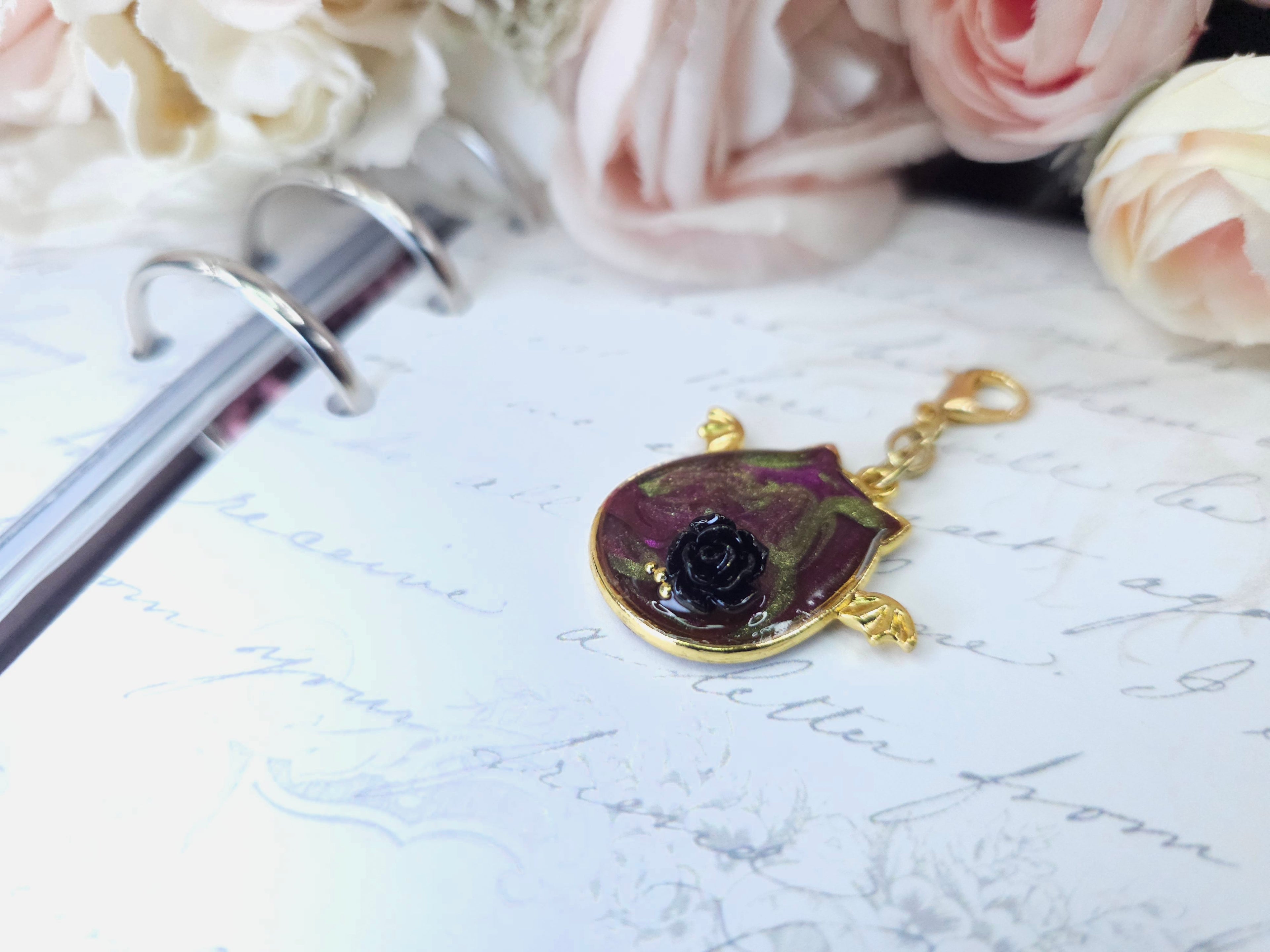 Seasonal Classic Charm - Floral Bat Cat (Goblin's Blood)