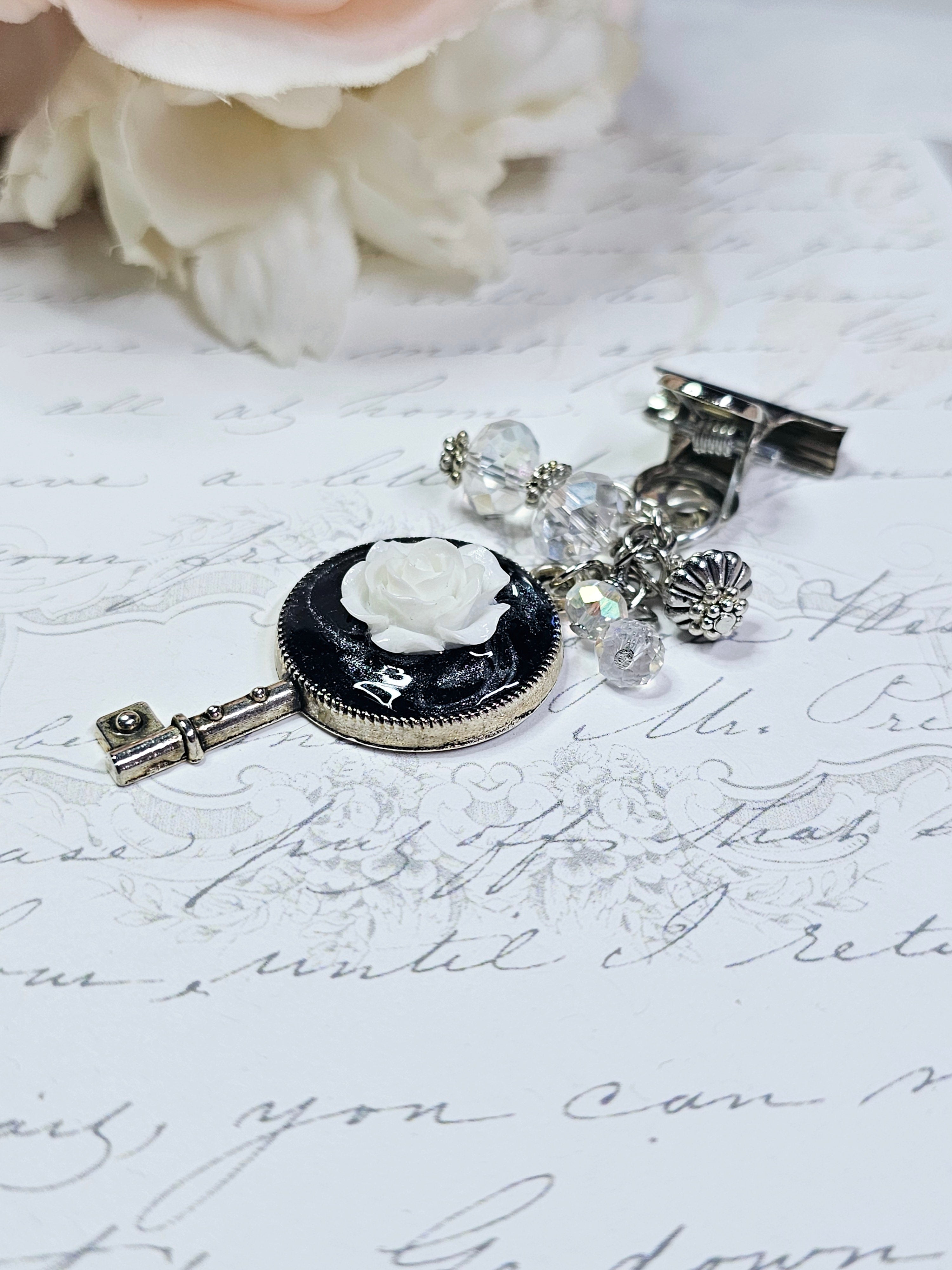 Binder Clip - Monochrome Rose Key