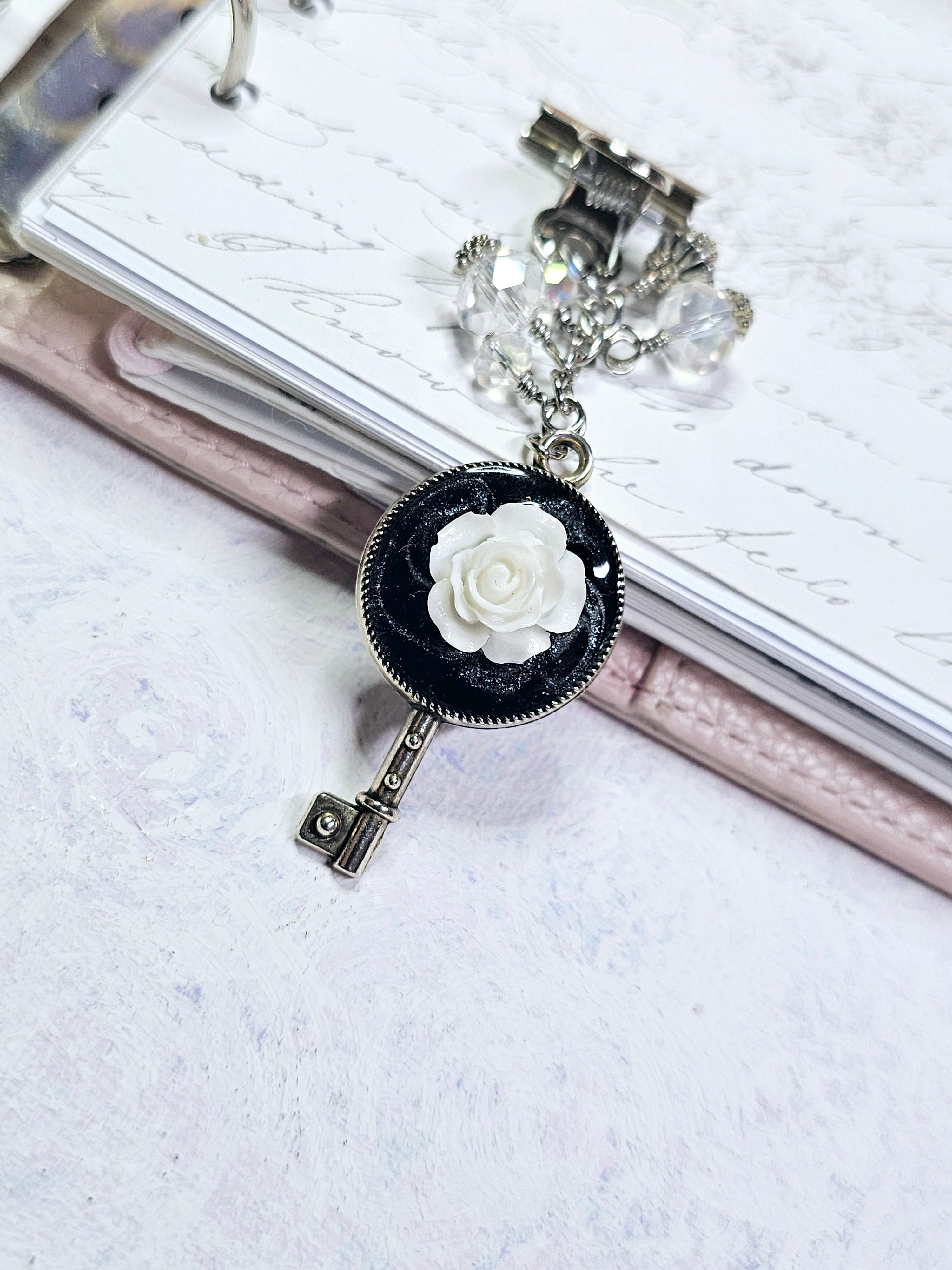 Binder Clip - Monochrome Rose Key