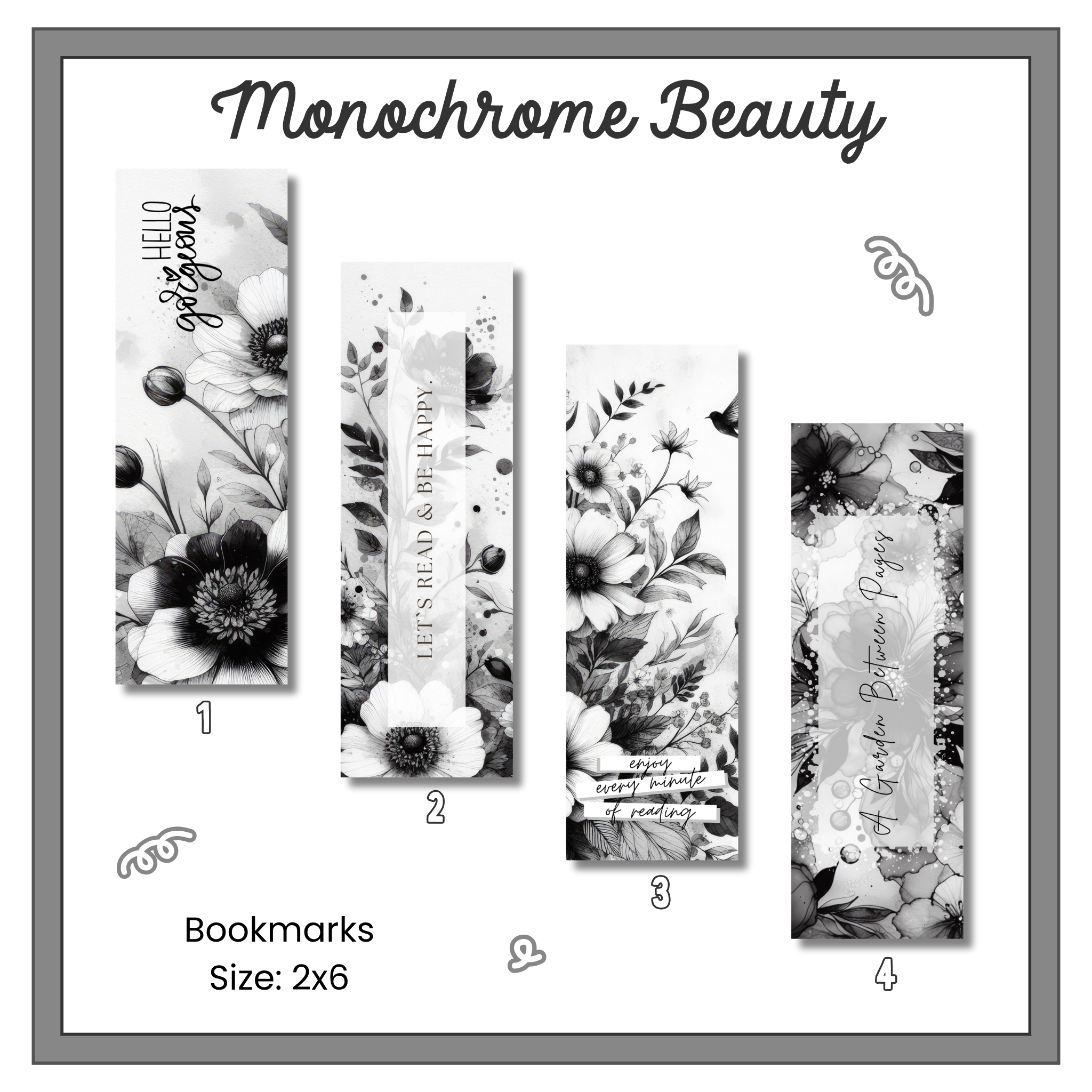Paper Bookmark - Monochrome Beauty Collection