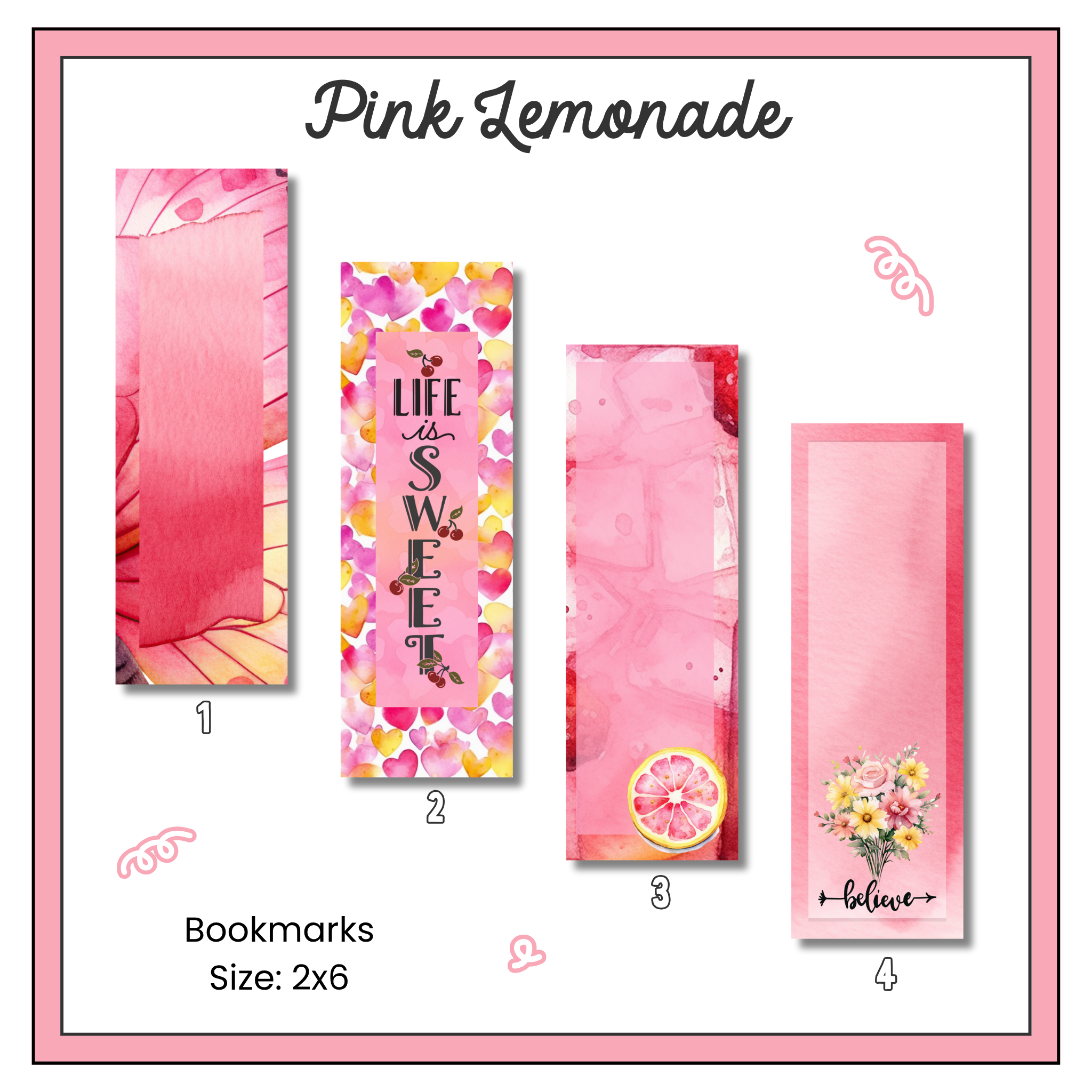 Paper Bookmark - Pink Lemonade