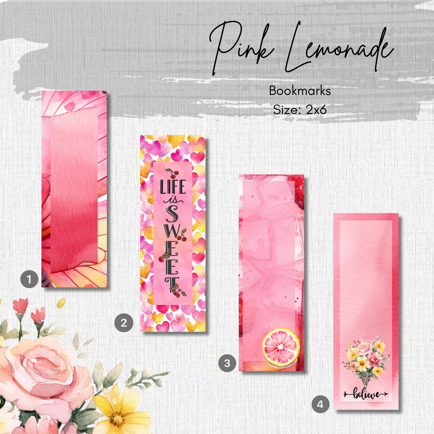 Paper Bookmark - Pink Lemonade